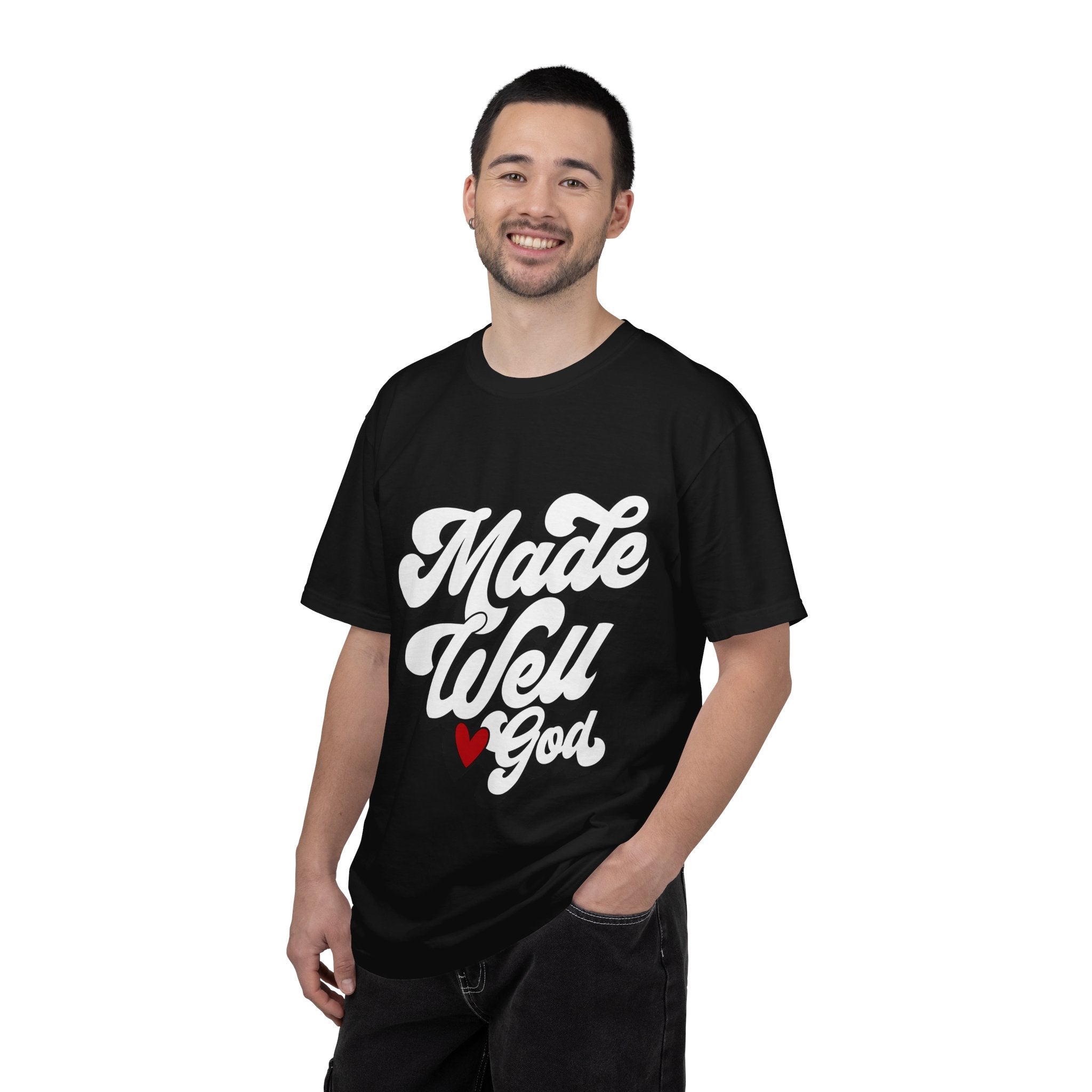 Made Well God T-Shirt — Script Faith Graphic Tee with Heart Accent