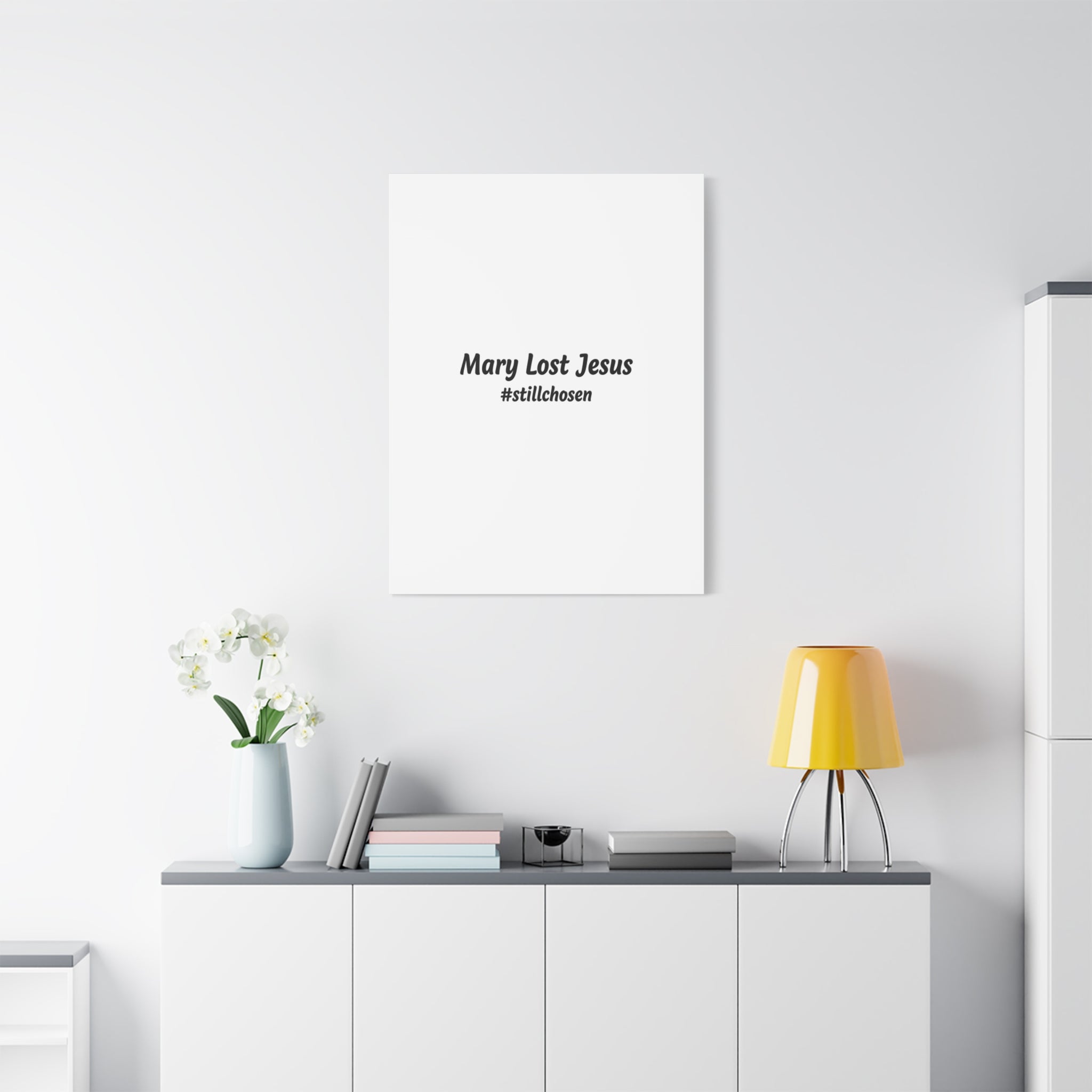 Mary Lost Jesus Canvas | absurdist humor, meme text wall art