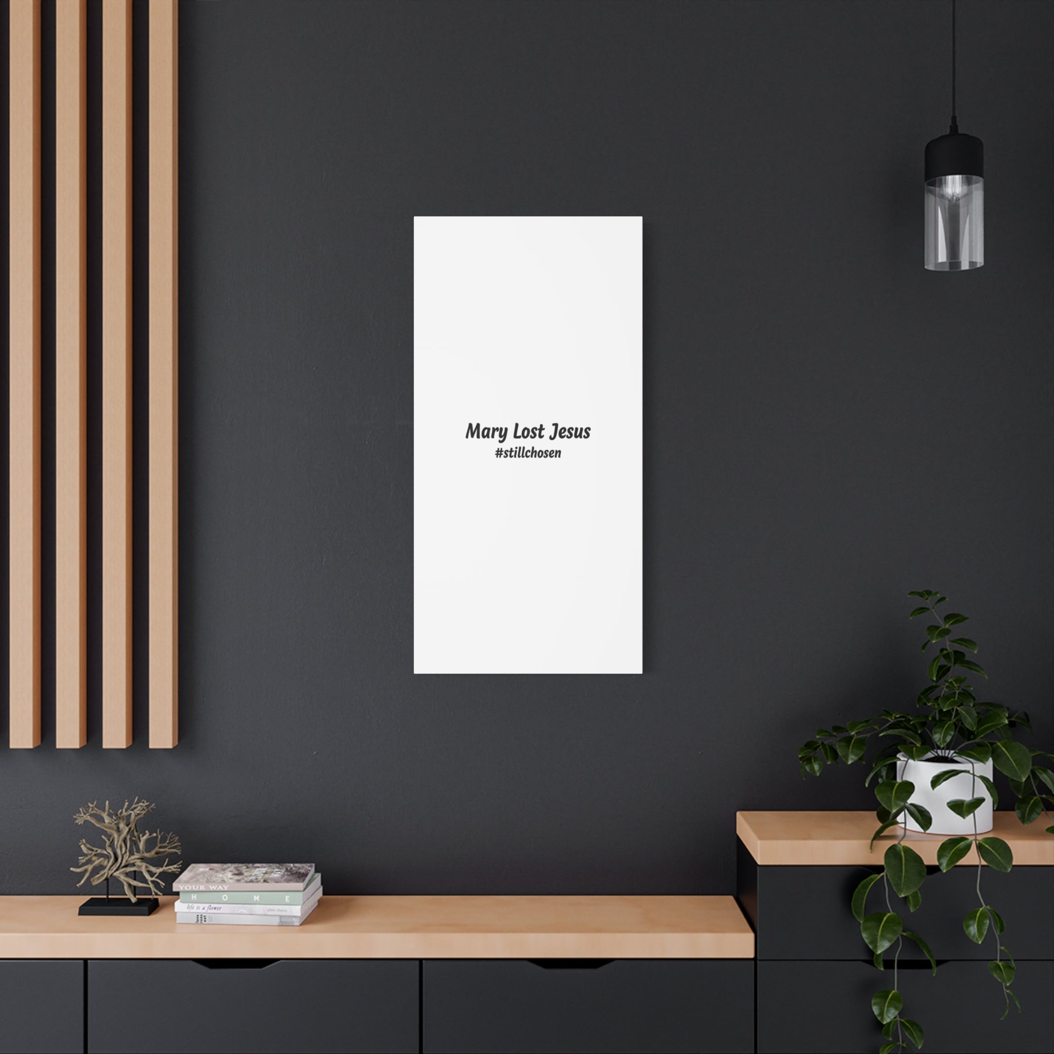 Mary Lost Jesus Canvas | absurdist humor, meme text wall art