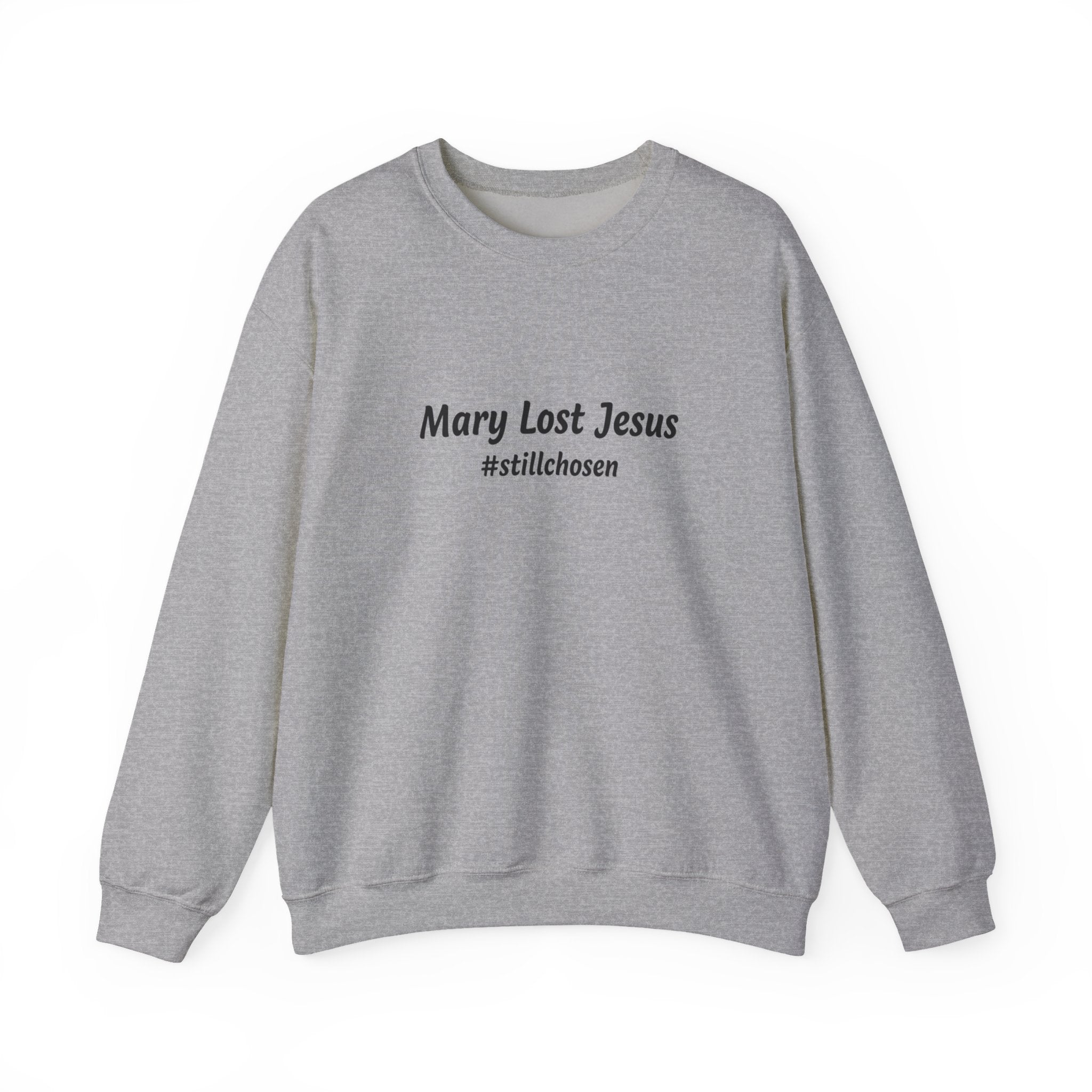 Mary Lost Jesus sweatshirt | absurdist humor, minimalist meme
