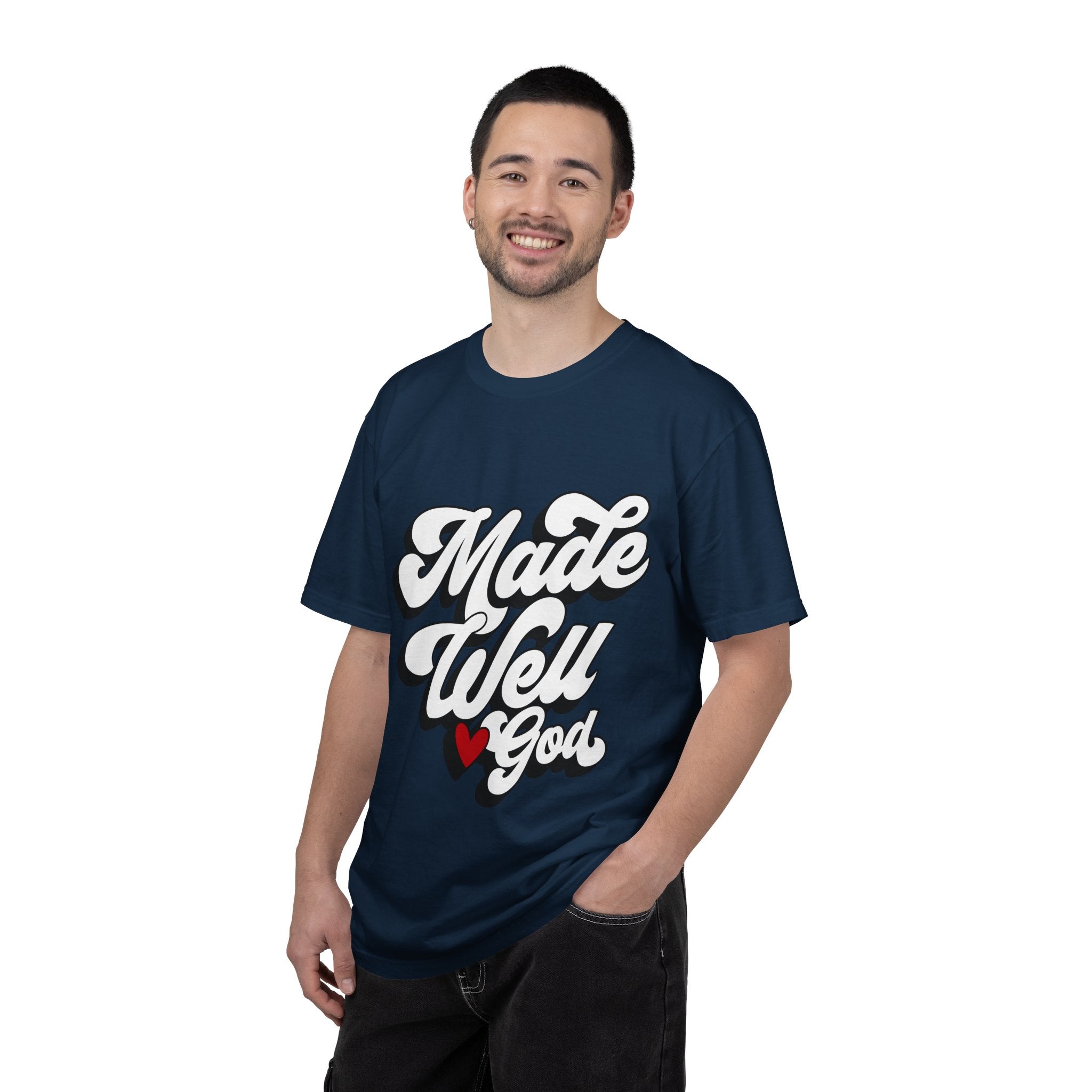 Made Well God T-Shirt — Script Faith Graphic Tee with Heart Accent