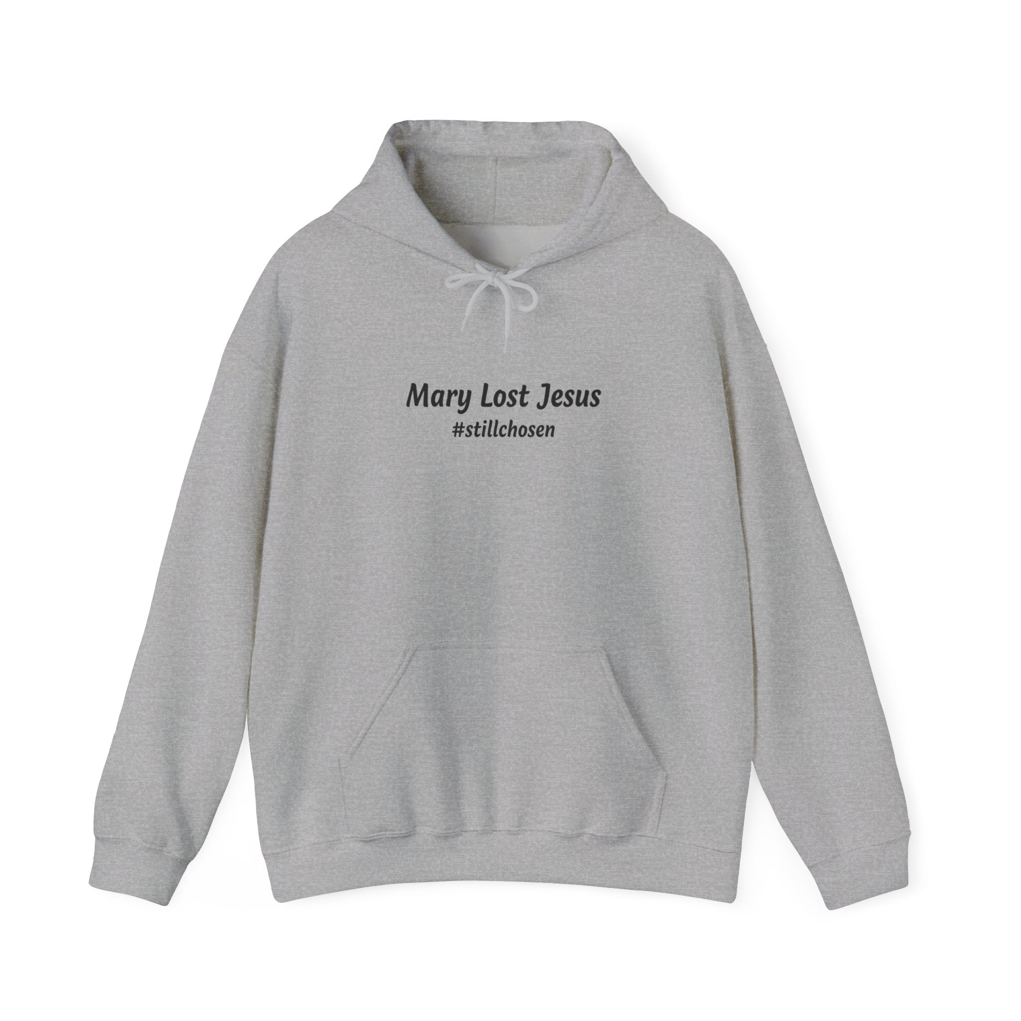 Mary Lost Jesus minimalist text Hoodie | absurdist meme, inside joke