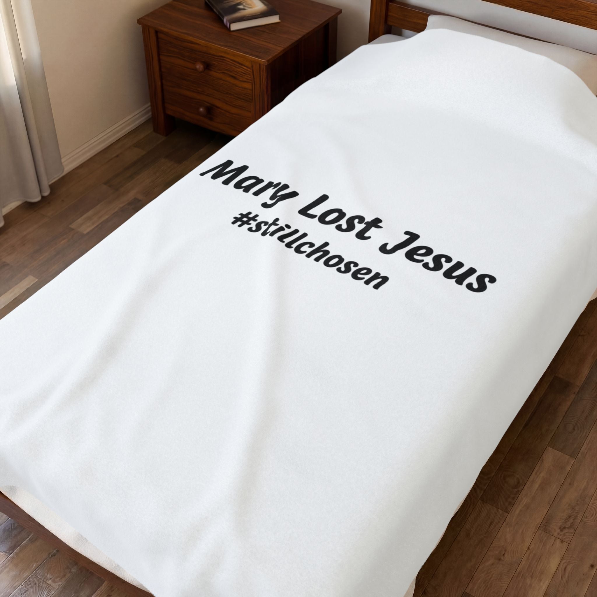 Mary Lost Jesus #stillchosen Plush Blanket | absurdist meme, minimalist text