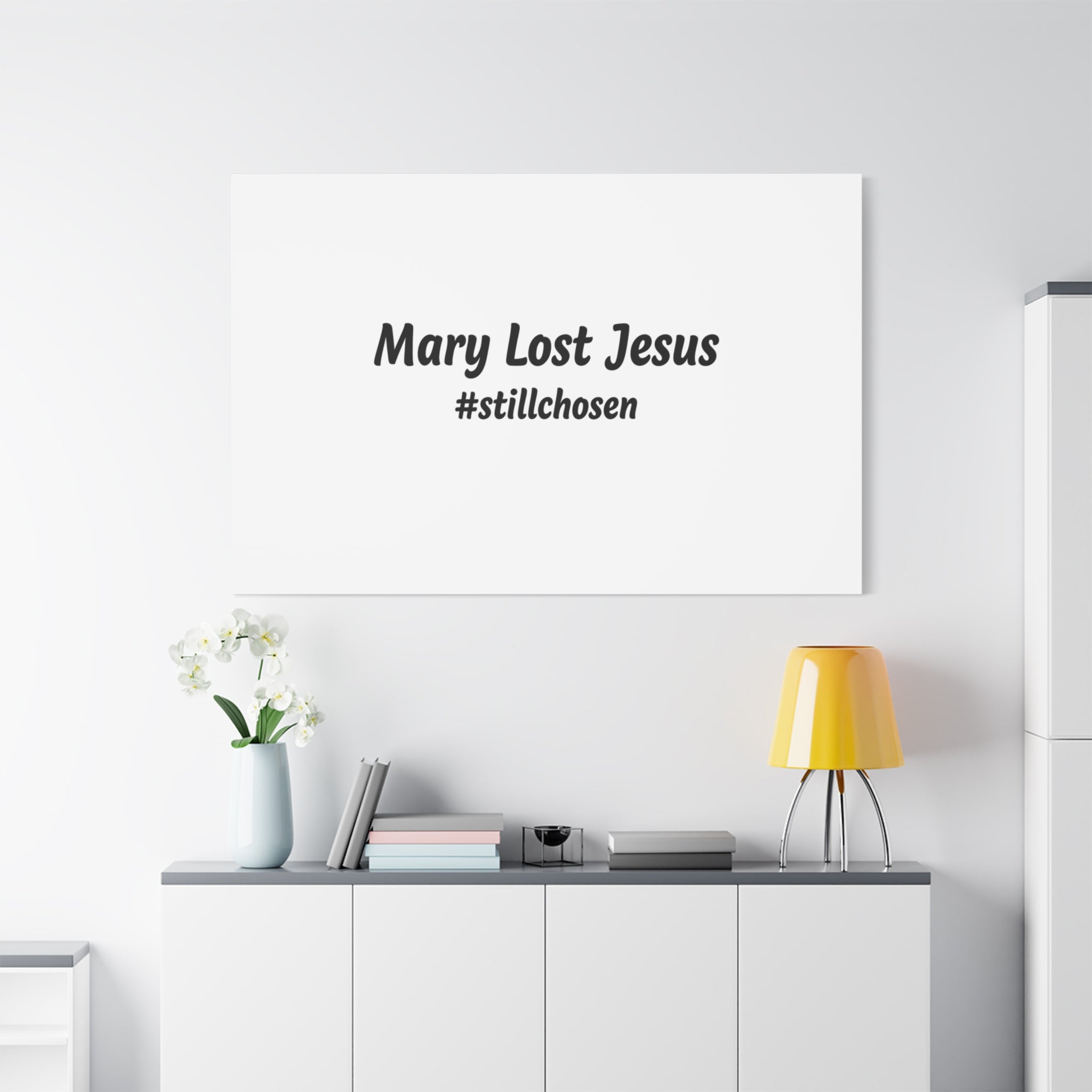 Mary Lost Jesus Canvas | absurdist humor, meme text wall art