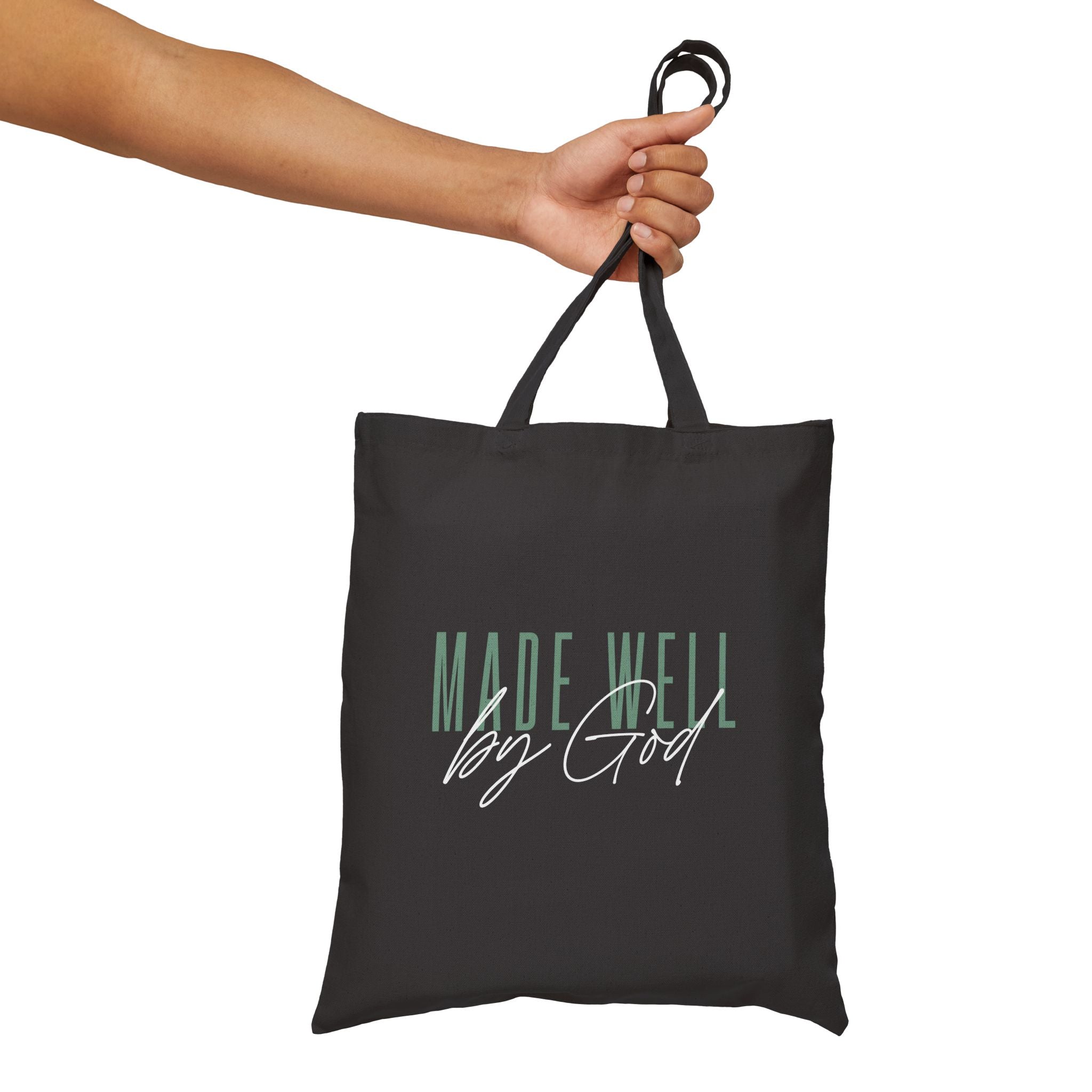 Inspirational Cotton Canvas Tote Bag - 'Made Well by God'