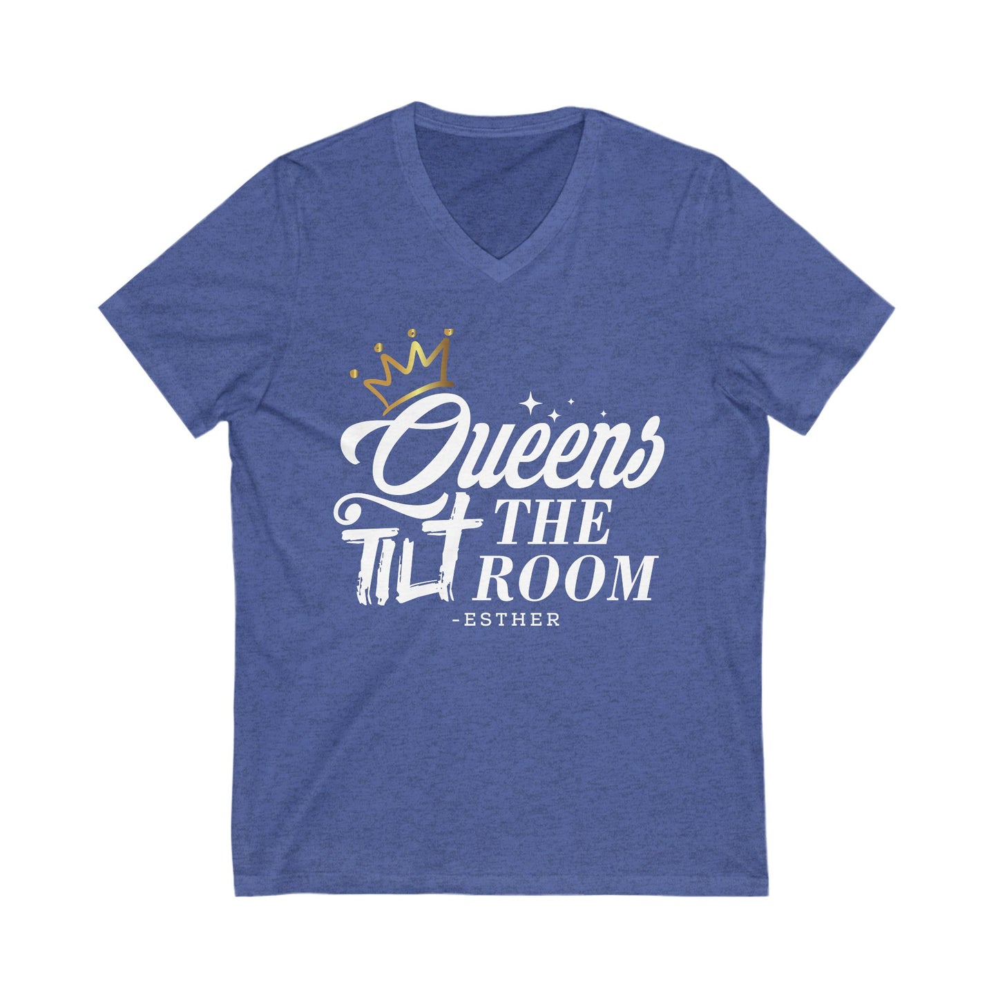 Queens Tilt the Room V-Neck Tee- Celebrate Your Favor!