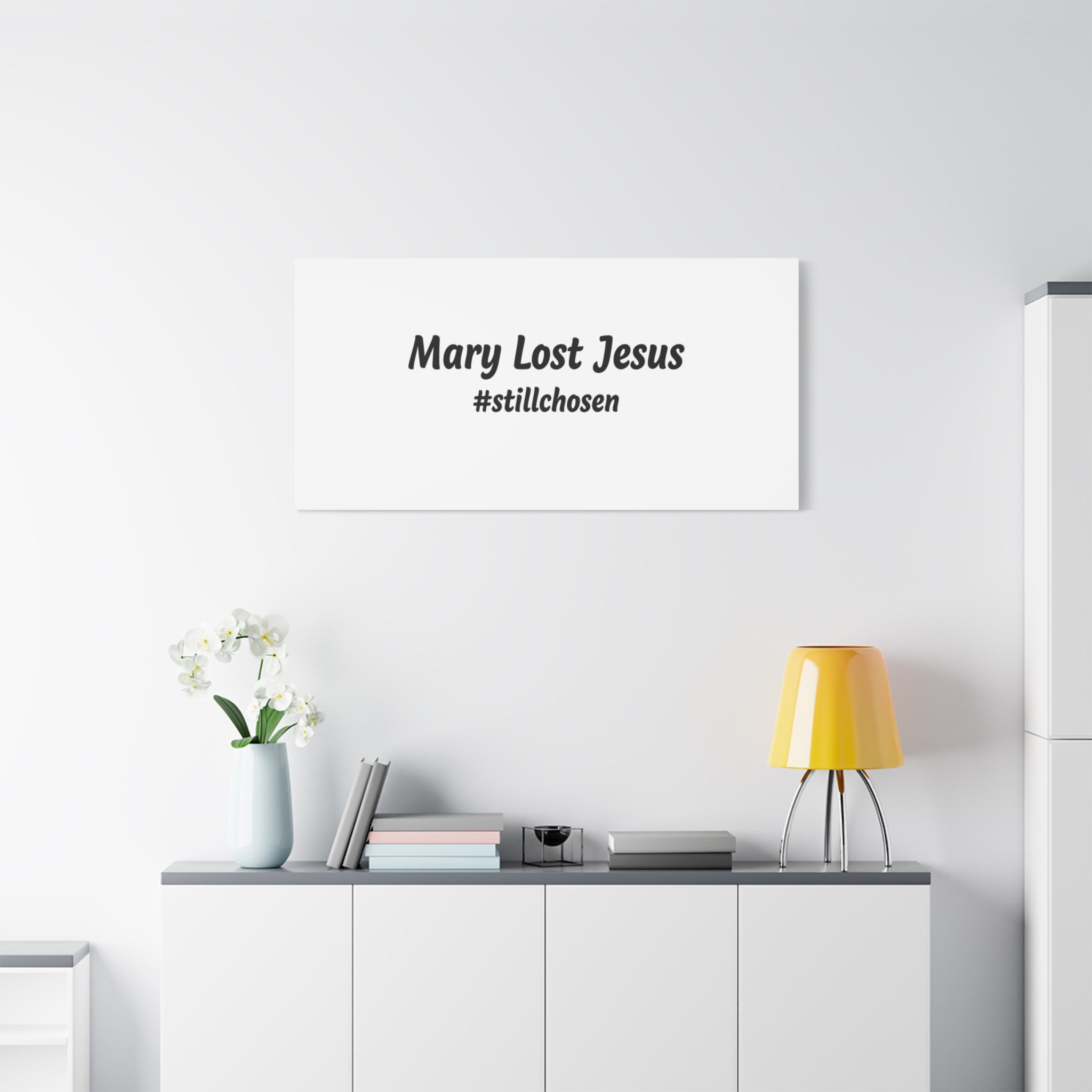 Mary Lost Jesus Canvas | absurdist humor, meme text wall art