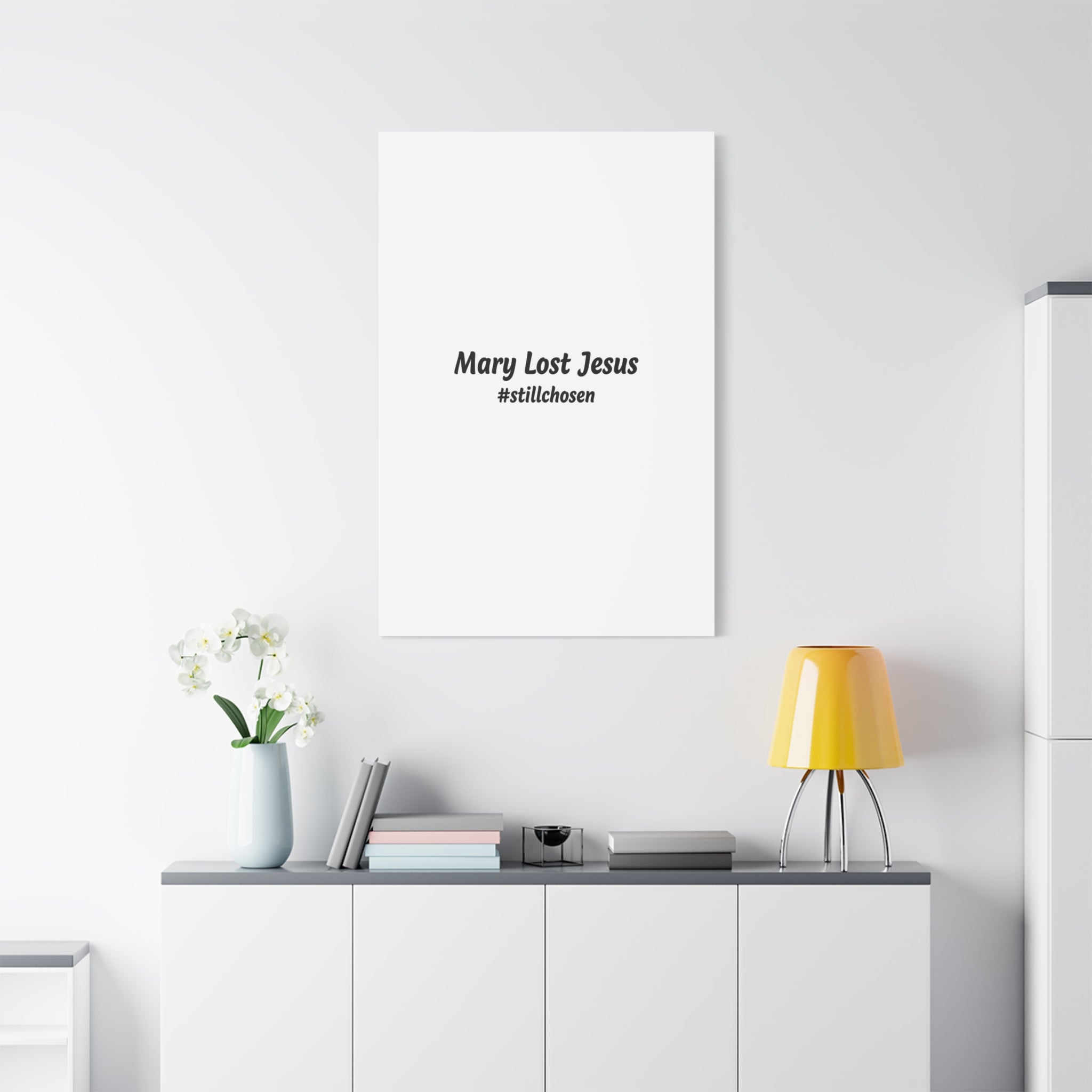 Mary Lost Jesus Canvas | absurdist humor, meme text wall art