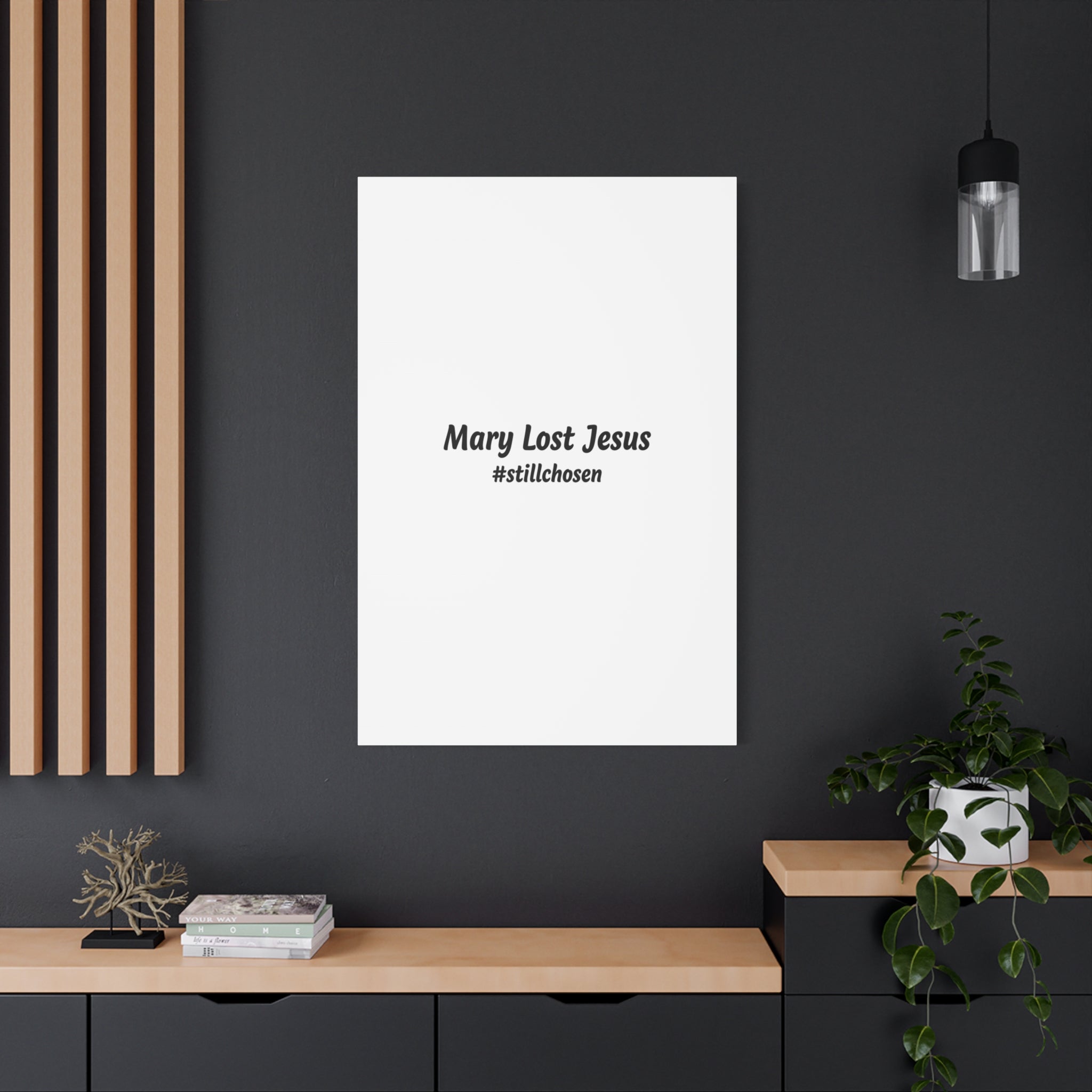 Mary Lost Jesus Canvas | absurdist humor, meme text wall art