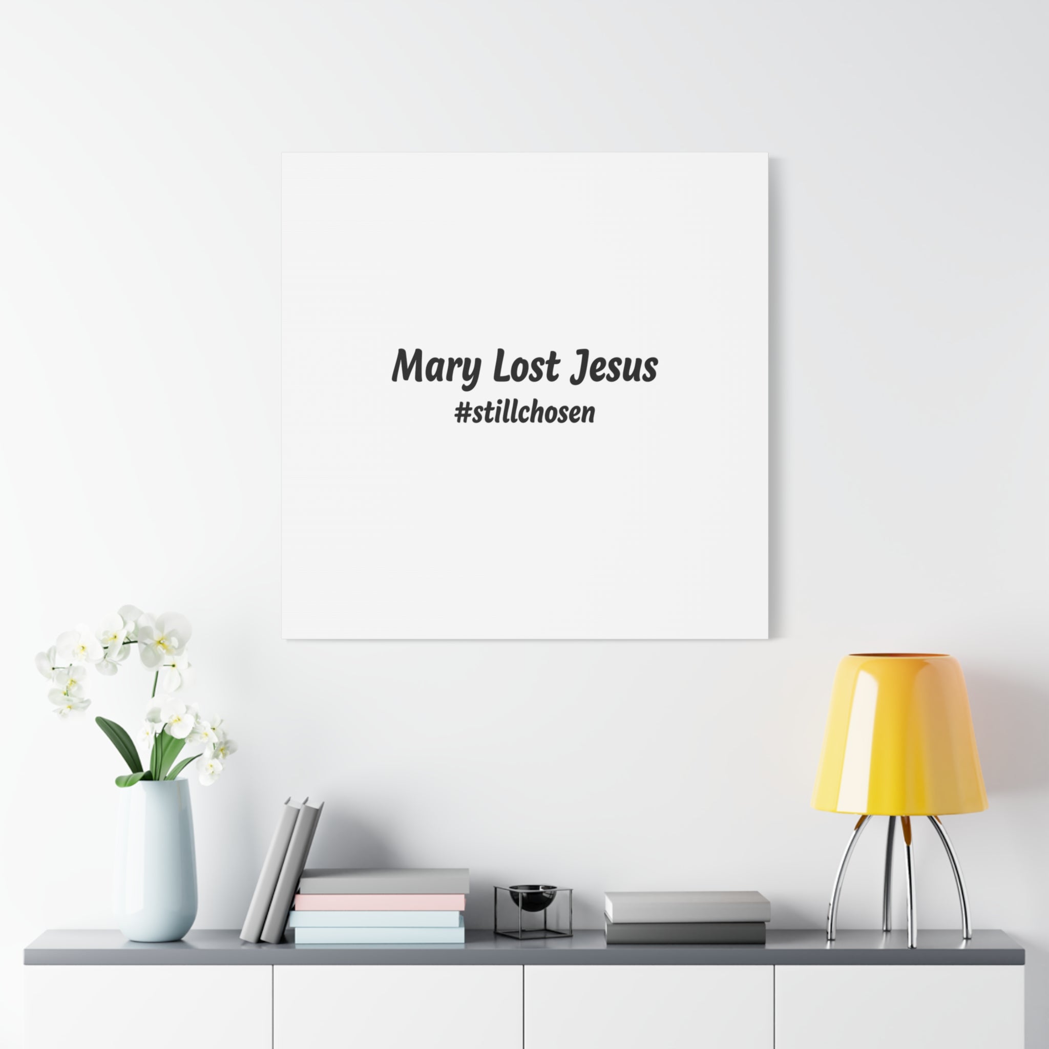 Mary Lost Jesus Canvas | absurdist humor, meme text wall art