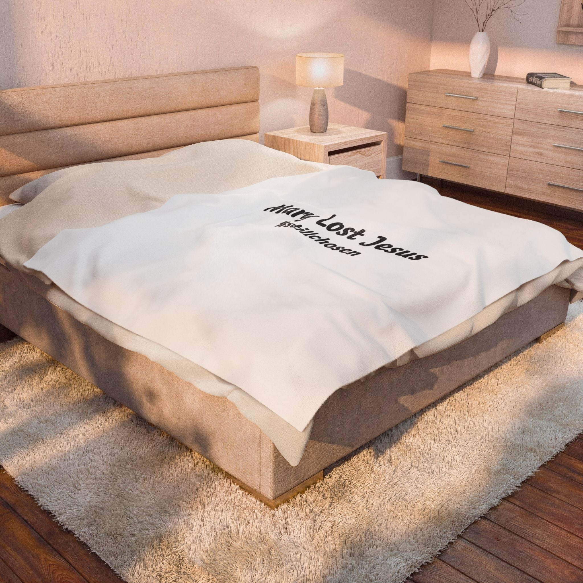 Mary Lost Jesus #stillchosen Plush Blanket | absurdist meme, minimalist text