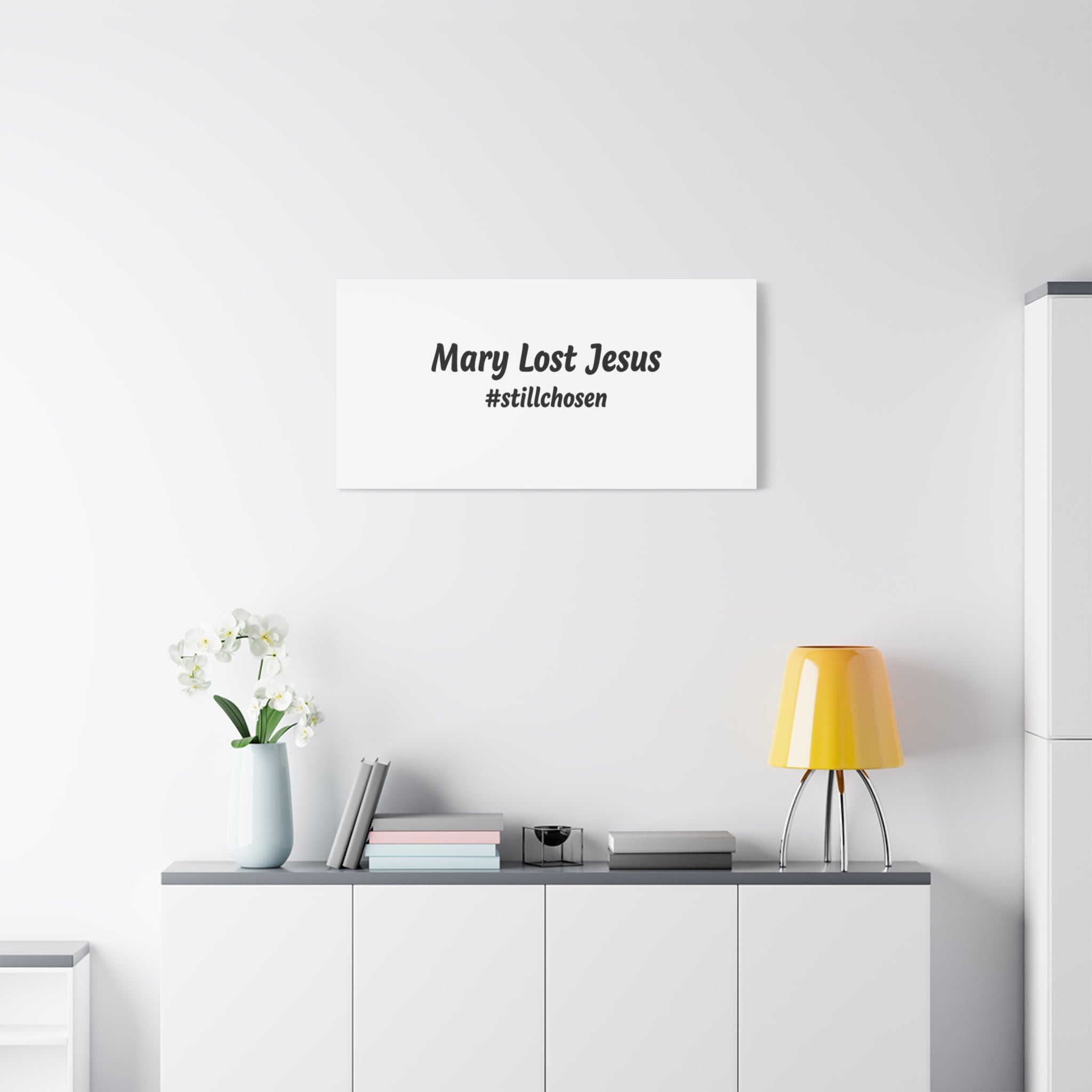 Mary Lost Jesus Canvas | absurdist humor, meme text wall art