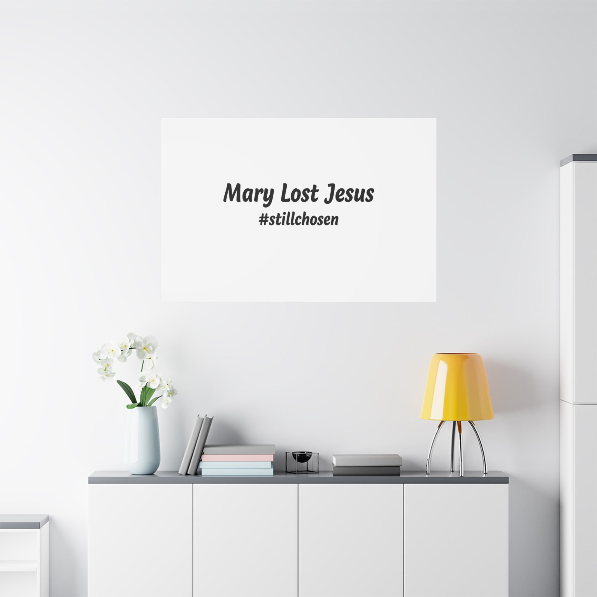 Mary Lost Jesus Canvas | absurdist humor, meme text wall art