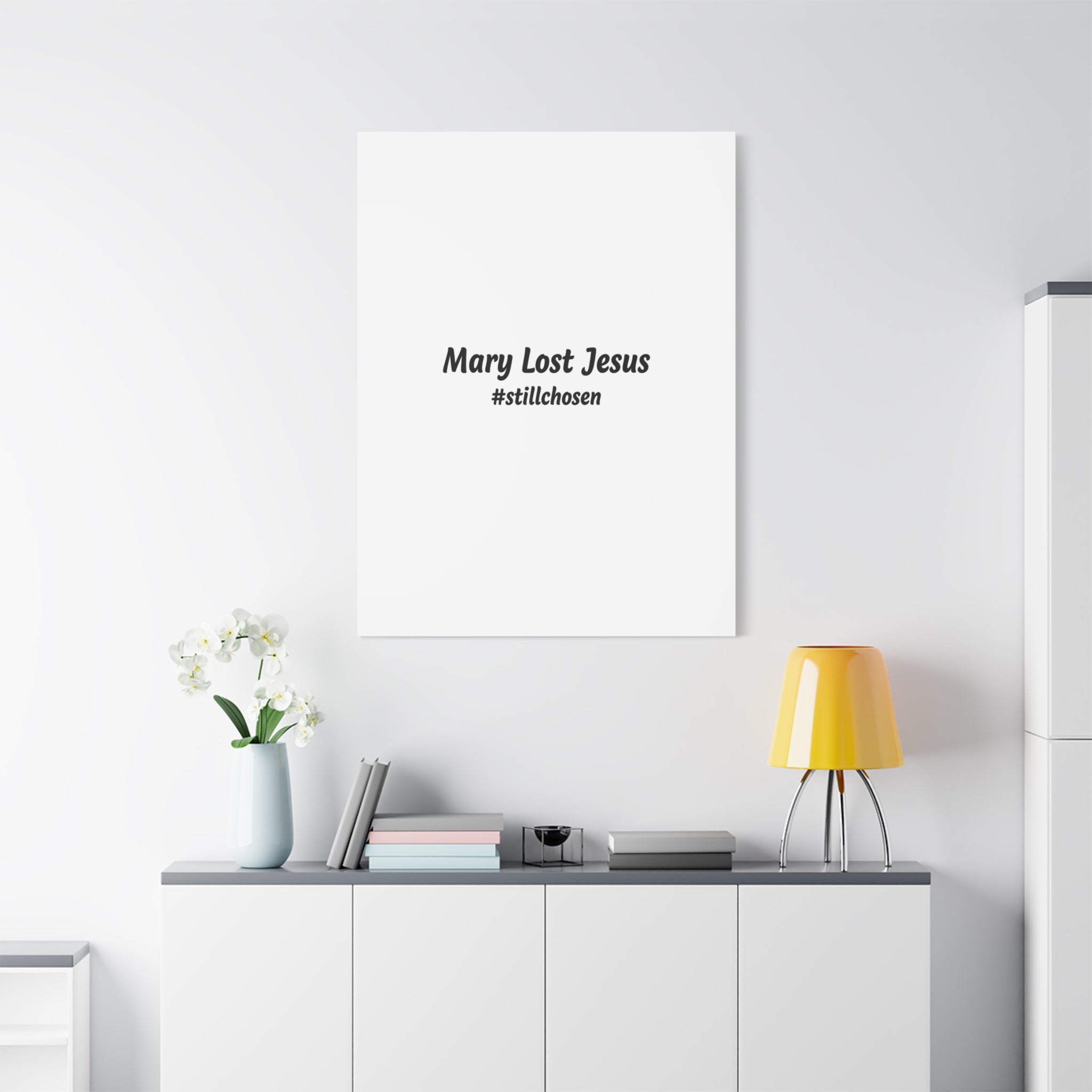 Mary Lost Jesus Canvas | absurdist humor, meme text wall art