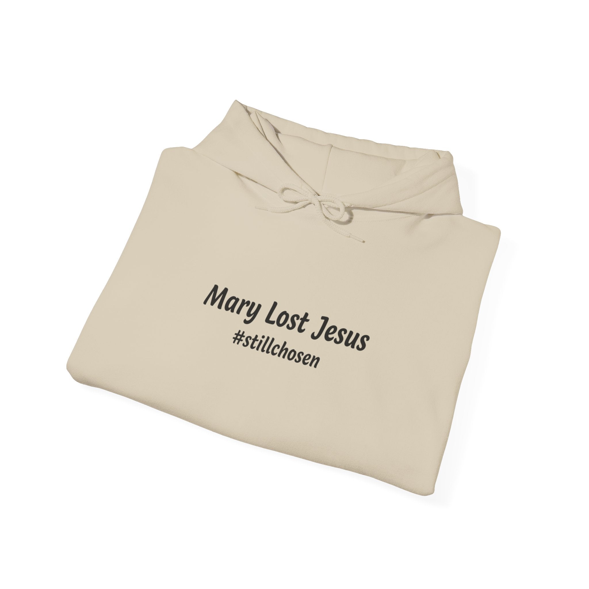 Mary Lost Jesus minimalist text Hoodie | absurdist meme, inside joke