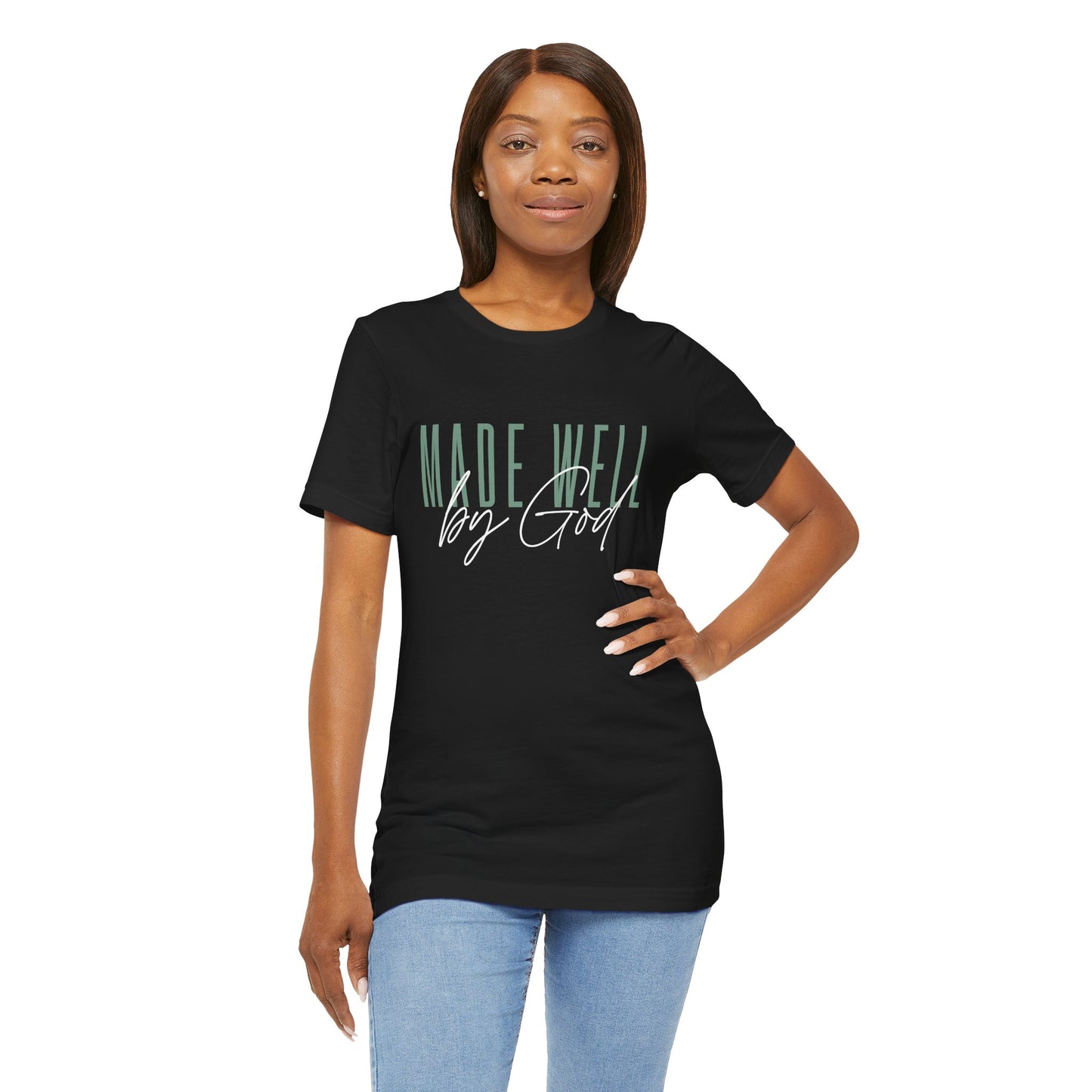 Made Well by God- Minimalist Unisex Jersey Tee with 'by' Design - Casual Comfort for Everyday Wear