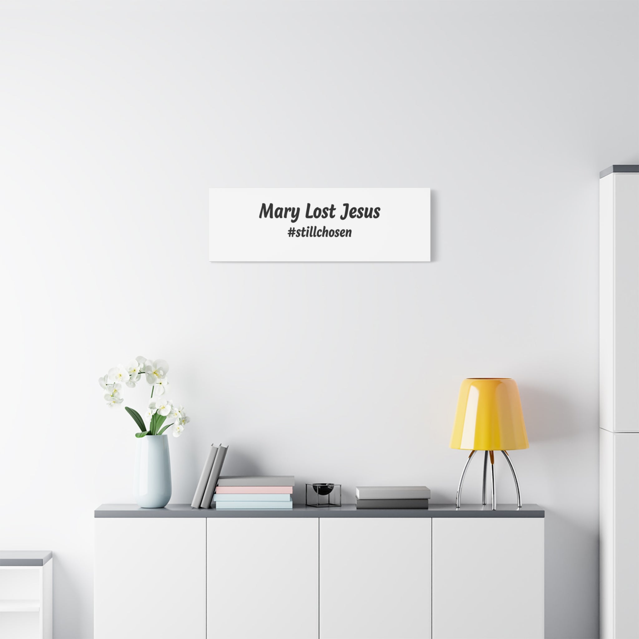 Mary Lost Jesus Canvas | absurdist humor, meme text wall art