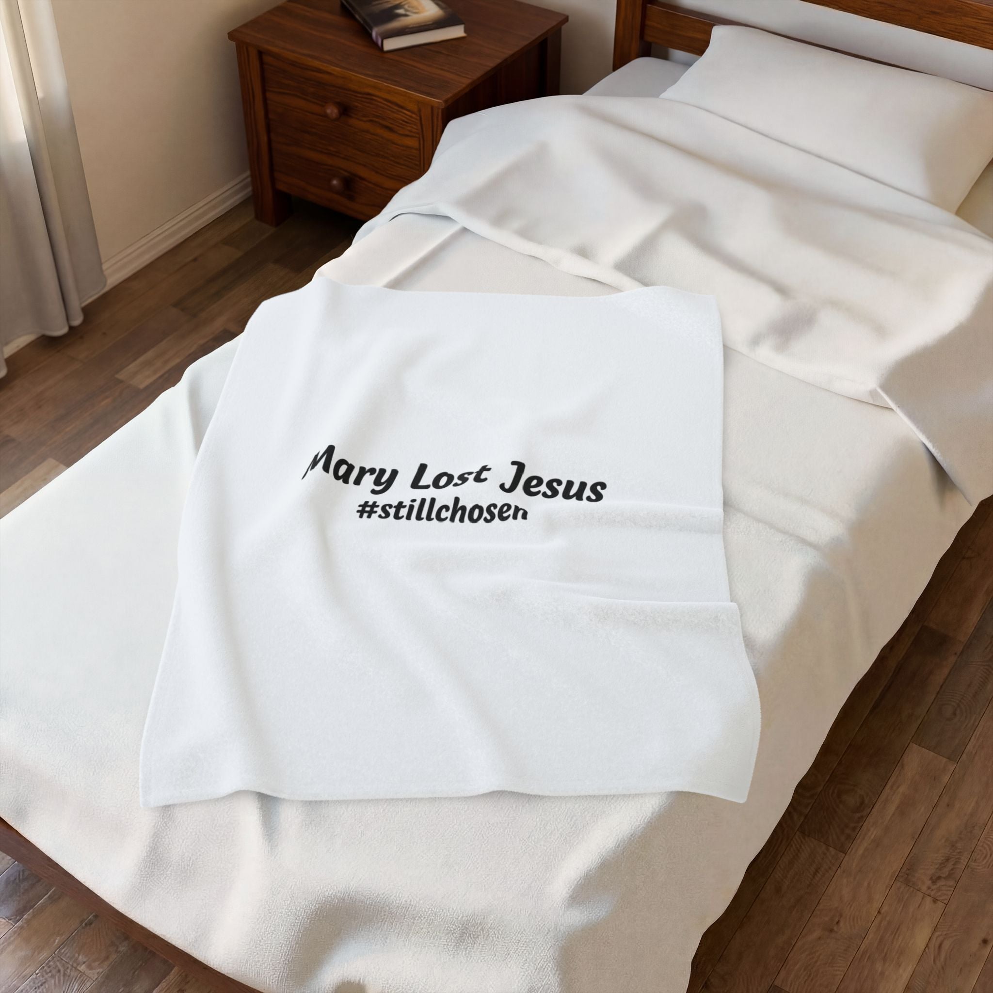 Mary Lost Jesus #stillchosen Plush Blanket | absurdist meme, minimalist text