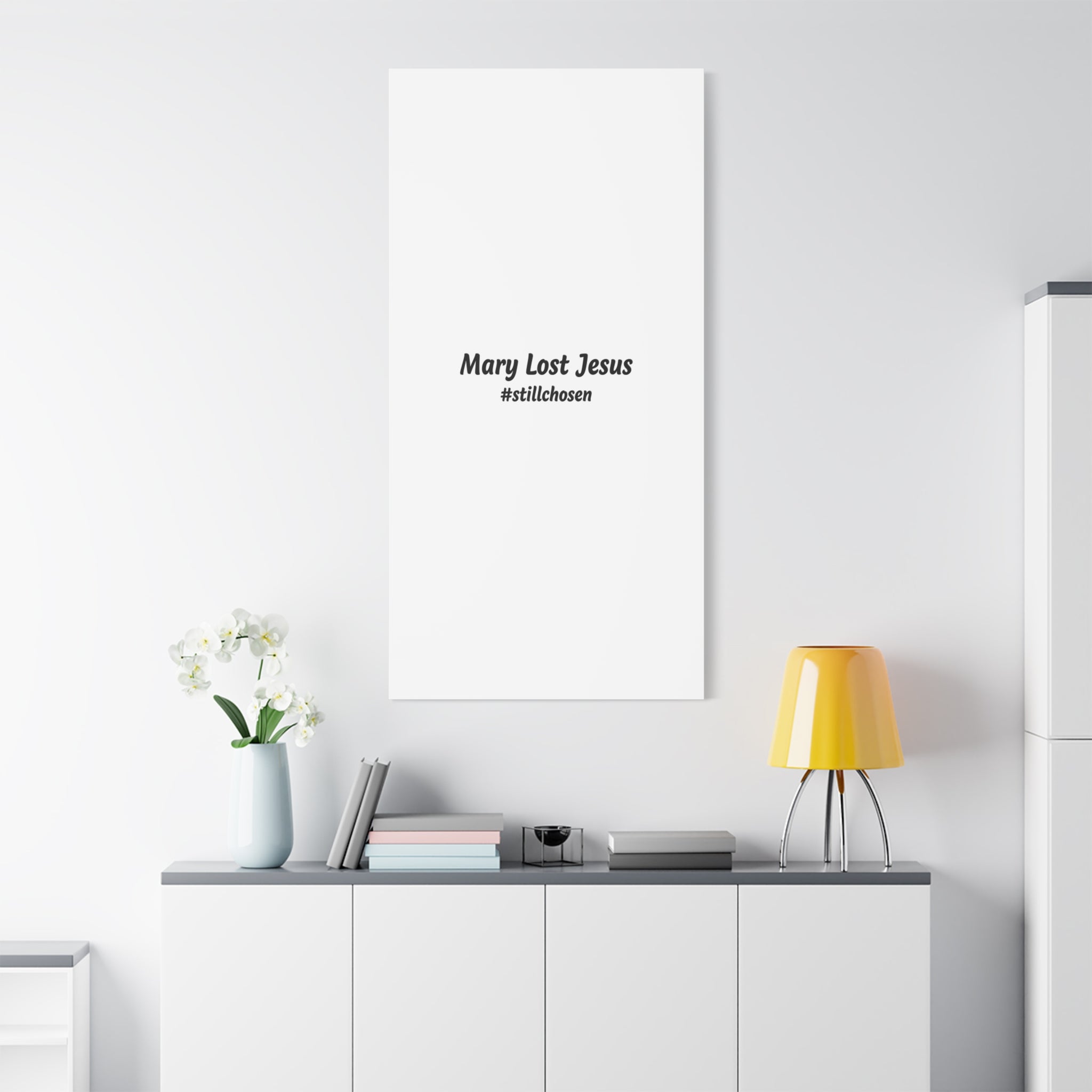 Mary Lost Jesus Canvas | absurdist humor, meme text wall art