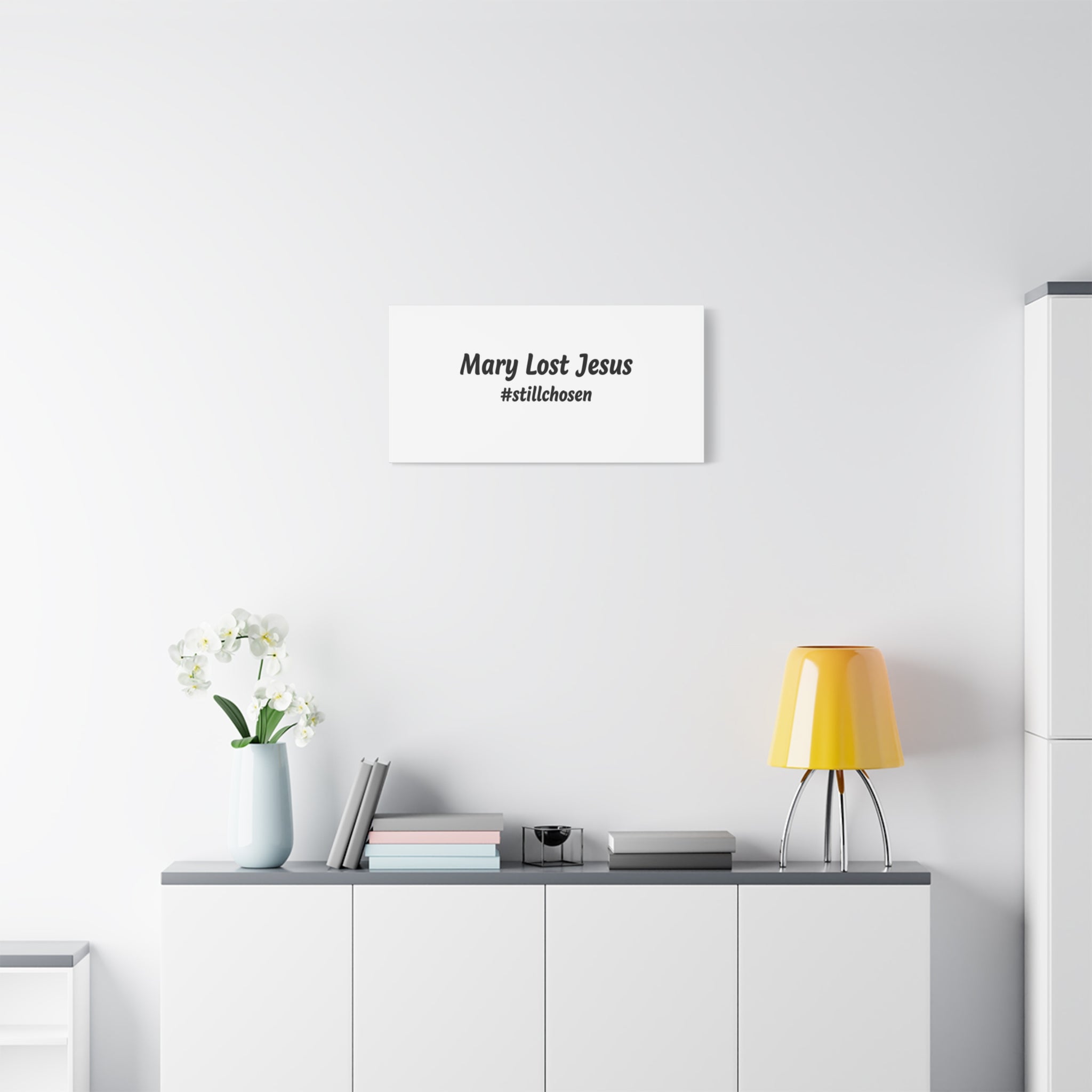 Mary Lost Jesus Canvas | absurdist humor, meme text wall art