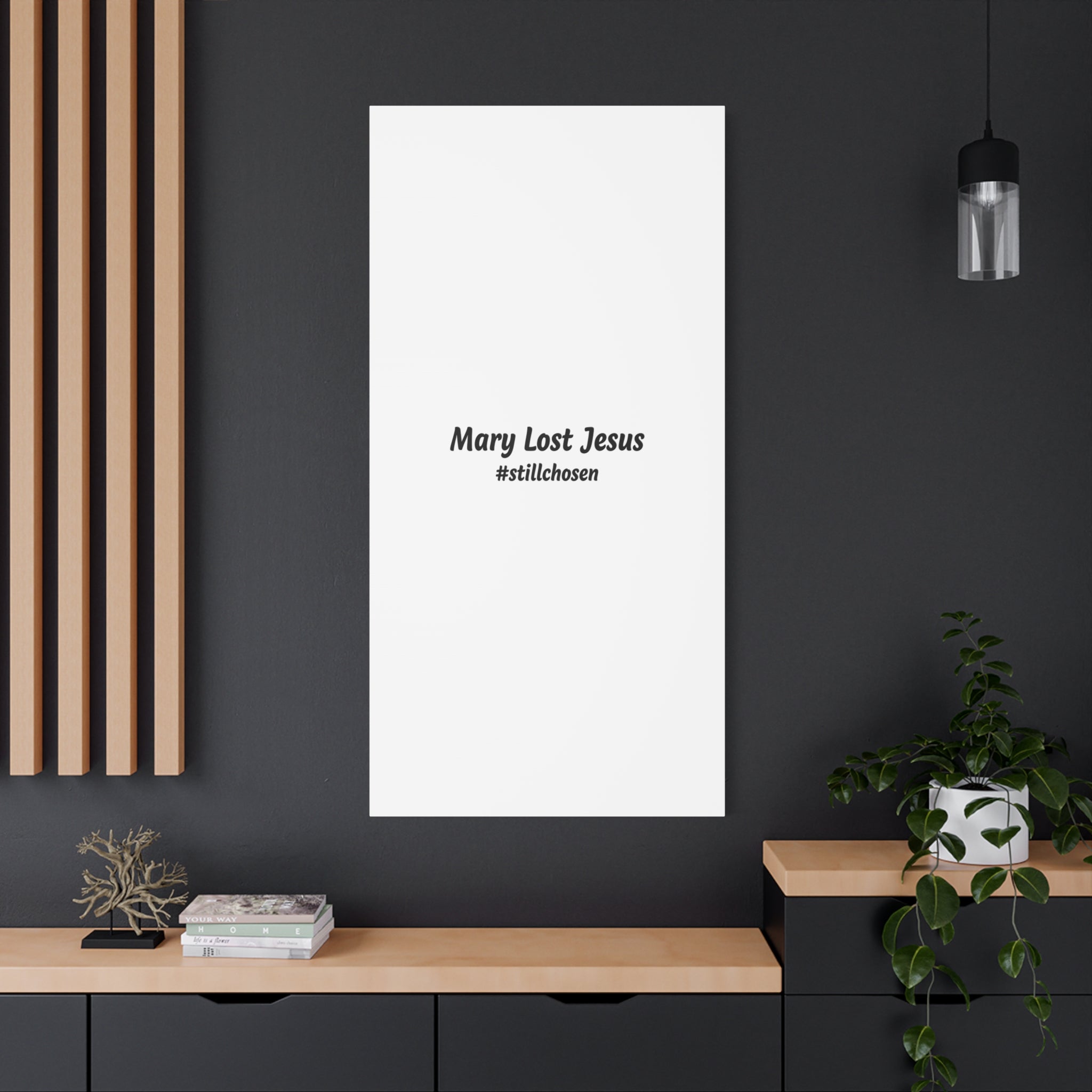 Mary Lost Jesus Canvas | absurdist humor, meme text wall art