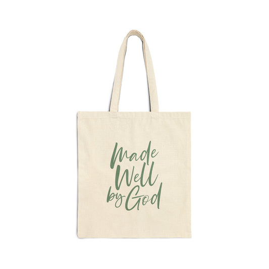 Made Well By God Script Tote - Inspirational Cotton Canvas Tote Bag