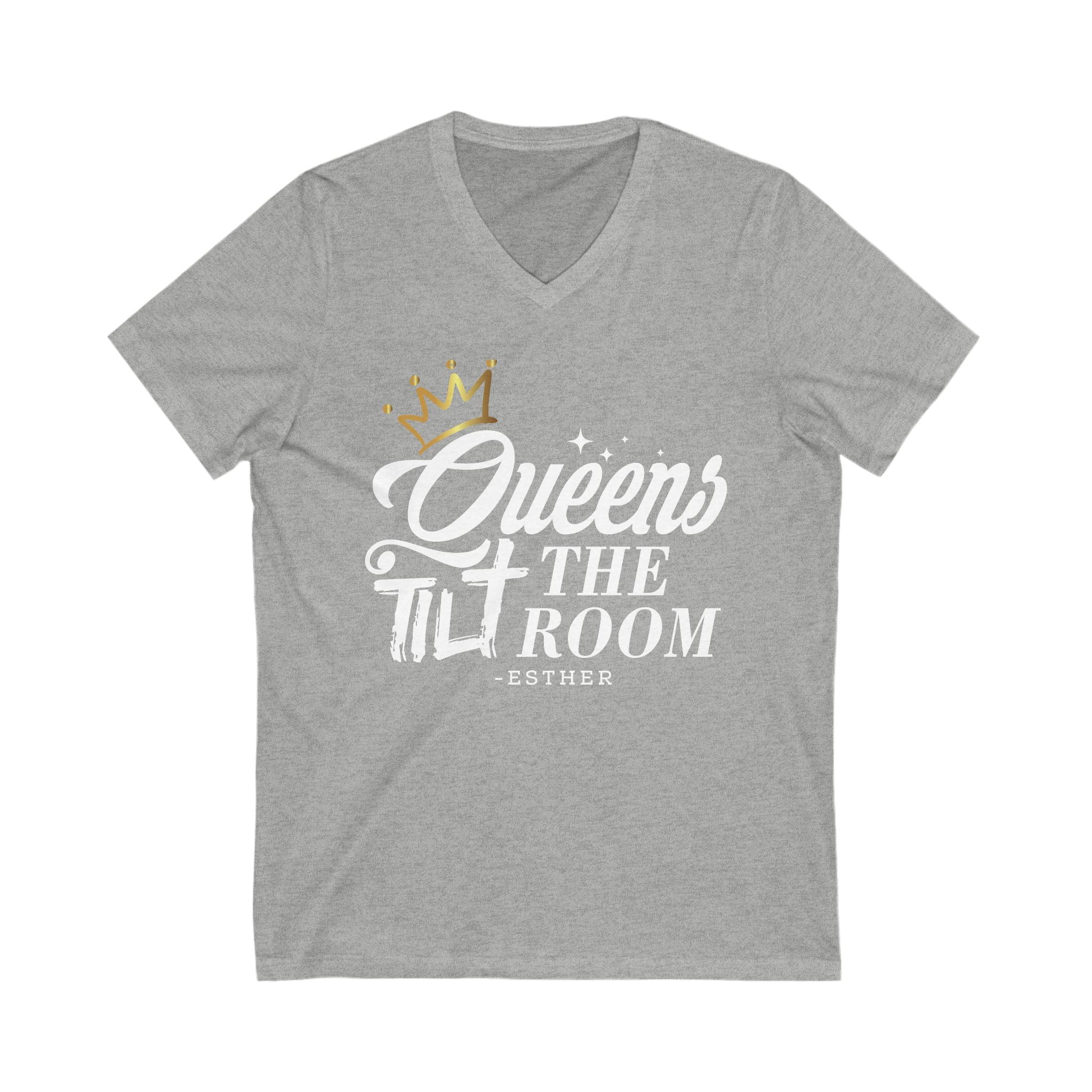 Queens Tilt the Room V-Neck Tee- Celebrate Your Favor!