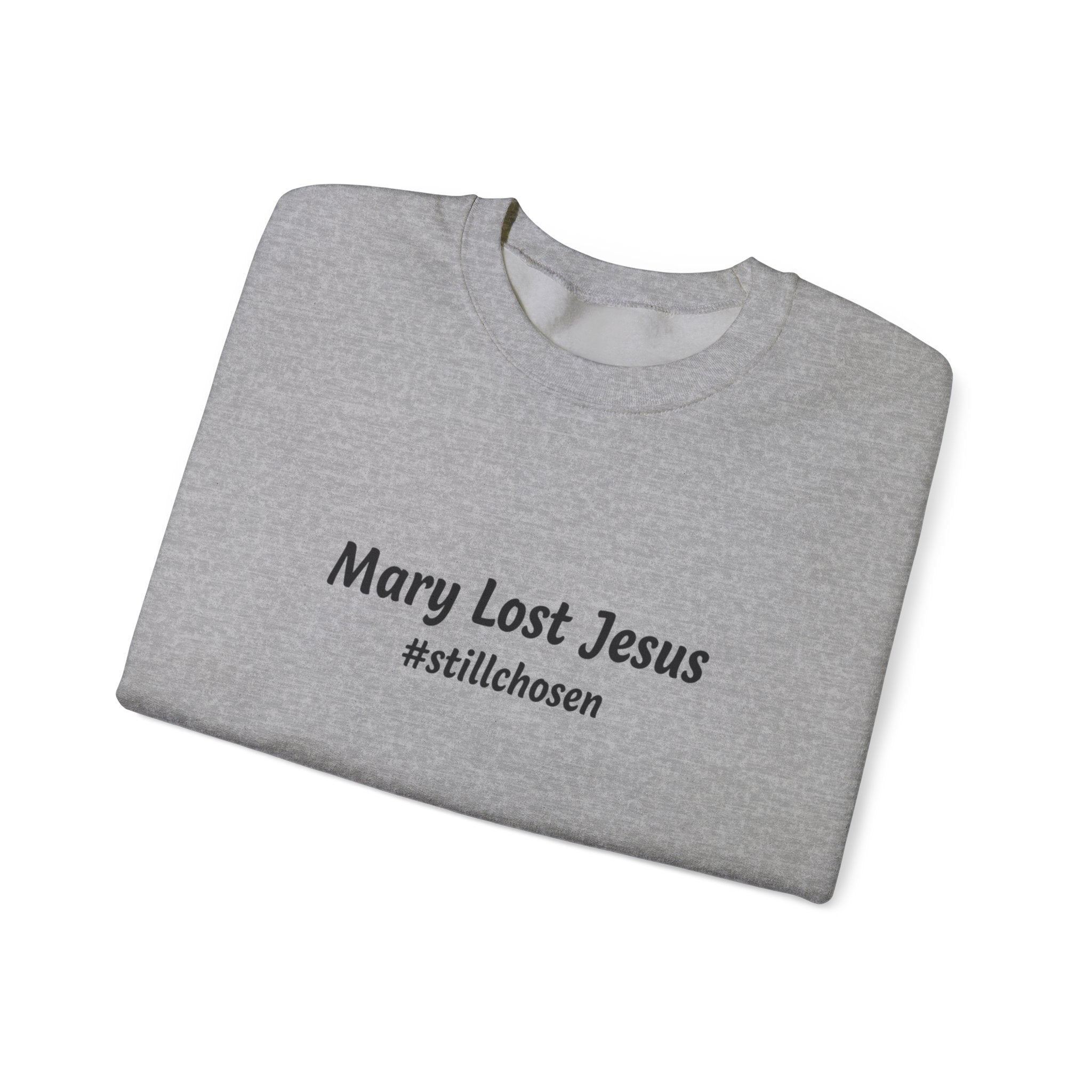 Mary Lost Jesus sweatshirt | absurdist humor, minimalist meme