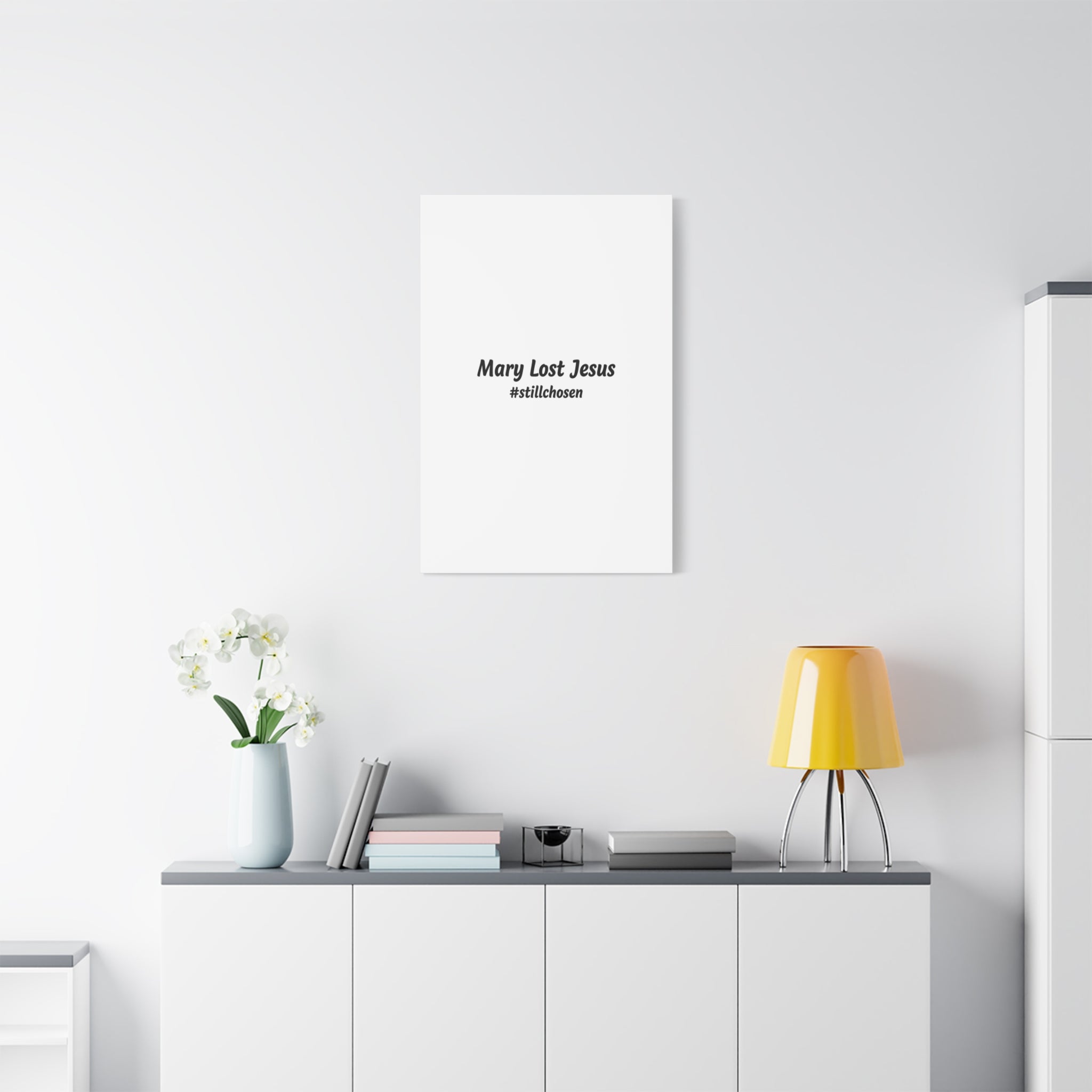 Mary Lost Jesus Canvas | absurdist humor, meme text wall art