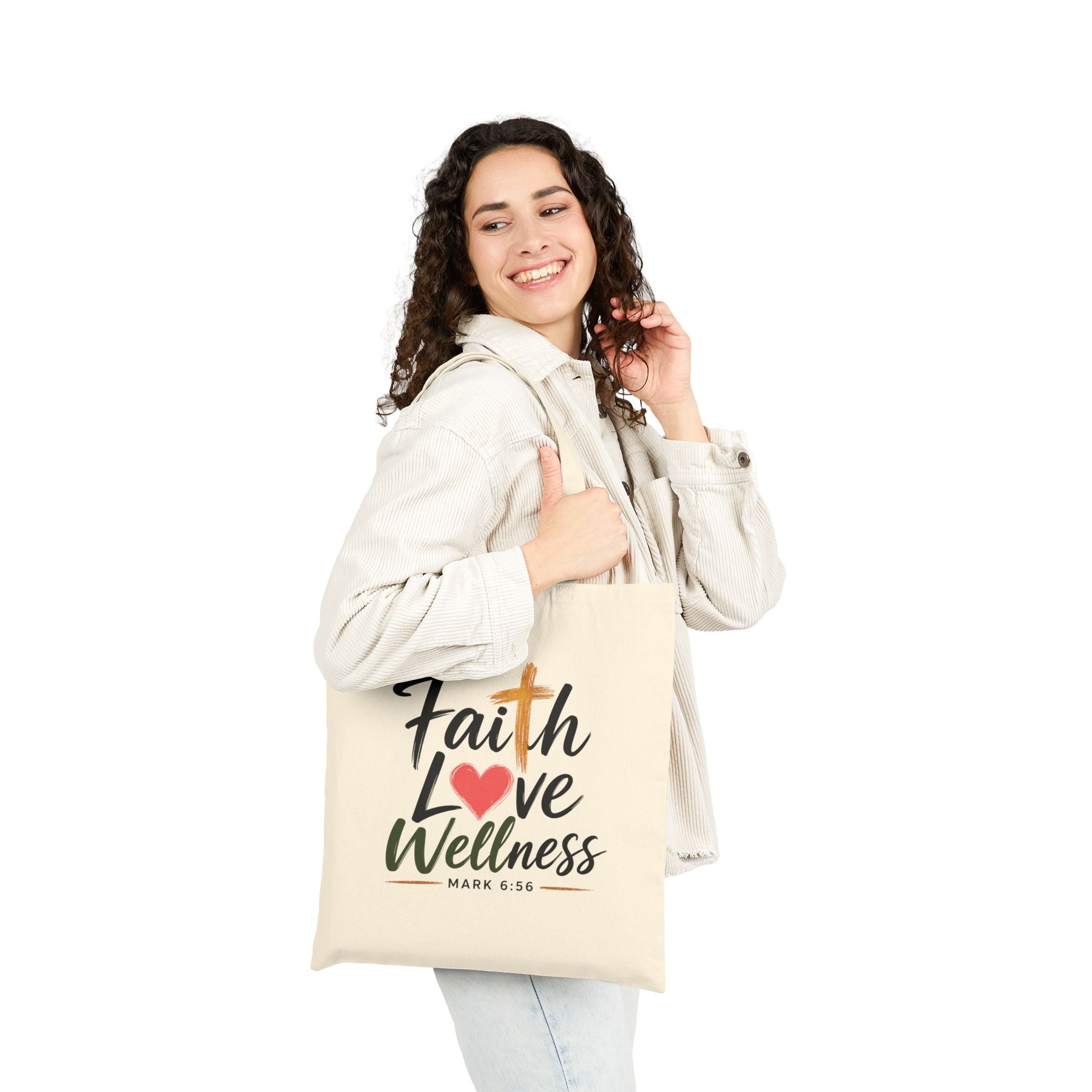 Faith Love & Wellness Conference Tote 2026 Cotton Tote Bag — Mark 6:56 Inspirational Canvas Market Bag