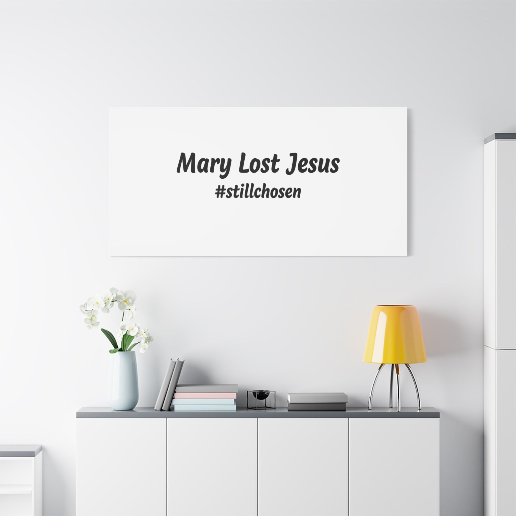 Mary Lost Jesus Canvas | absurdist humor, meme text wall art