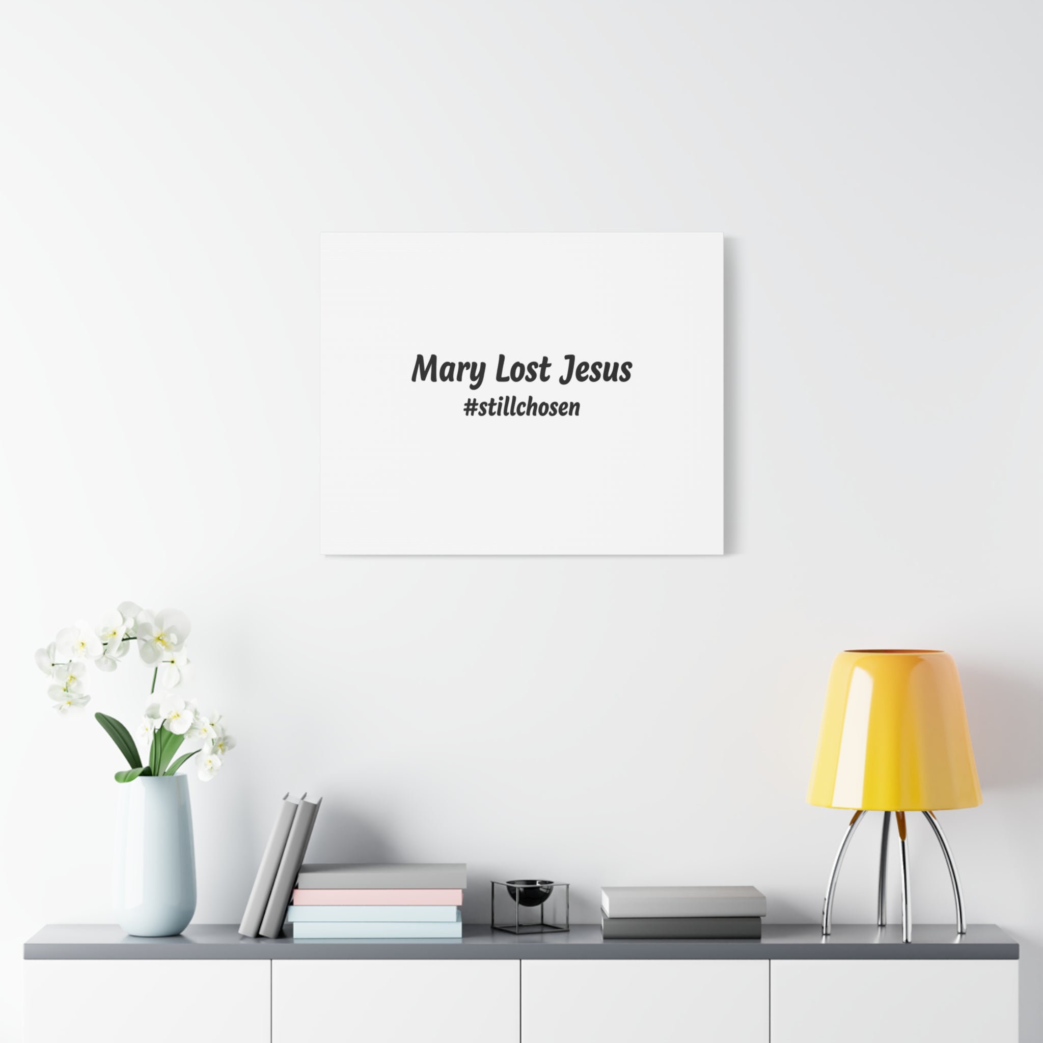 Mary Lost Jesus Canvas | absurdist humor, meme text wall art