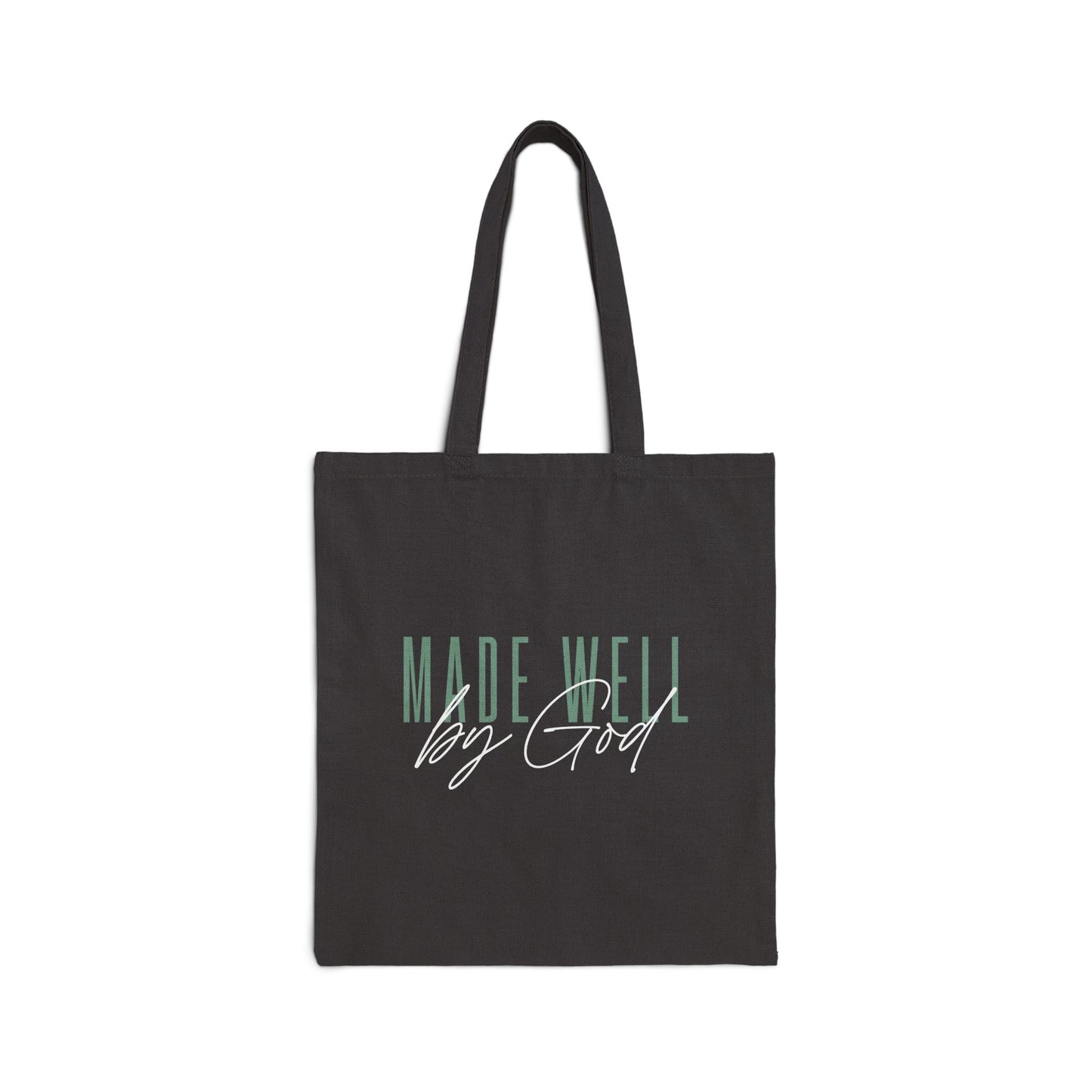 Inspirational Cotton Canvas Tote Bag - 'Made Well by God' Script