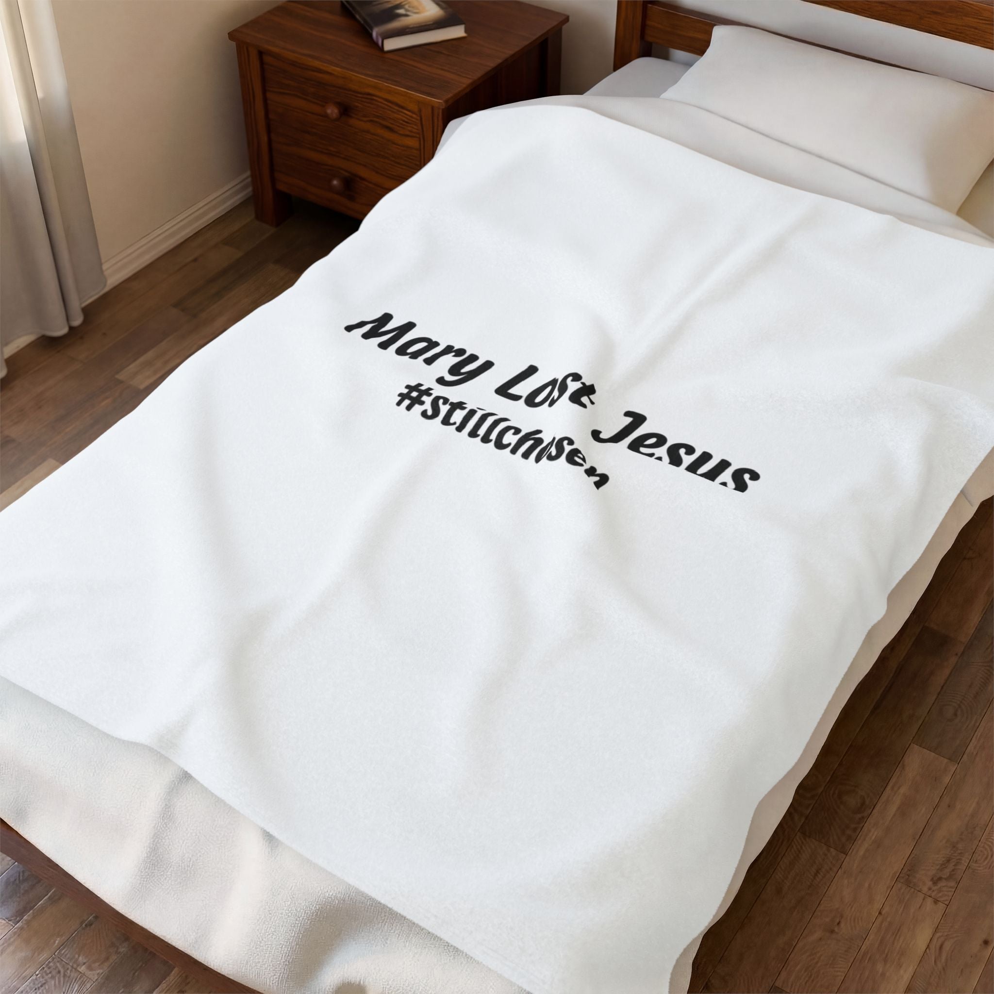 Mary Lost Jesus #stillchosen Plush Blanket | absurdist meme, minimalist text