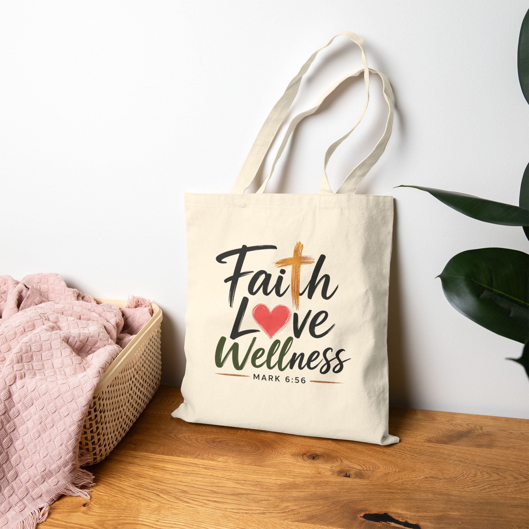 Faith Love & Wellness Conference Tote 2026 Cotton Tote Bag — Mark 6:56 Inspirational Canvas Market Bag