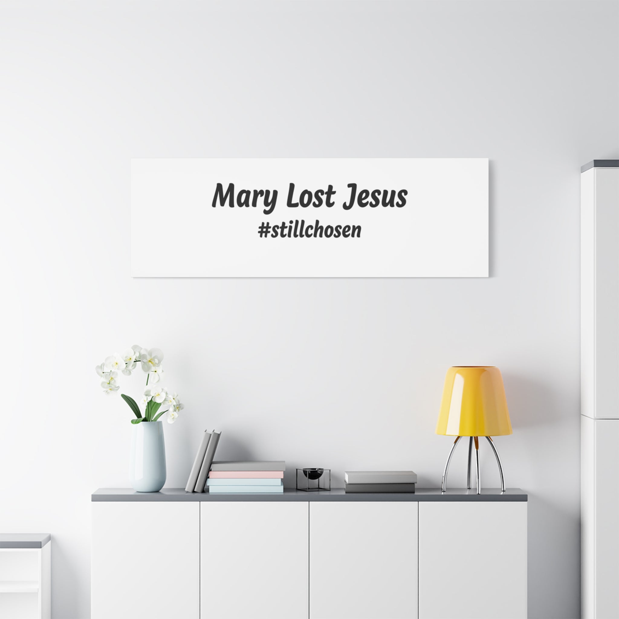 Mary Lost Jesus Canvas | absurdist humor, meme text wall art