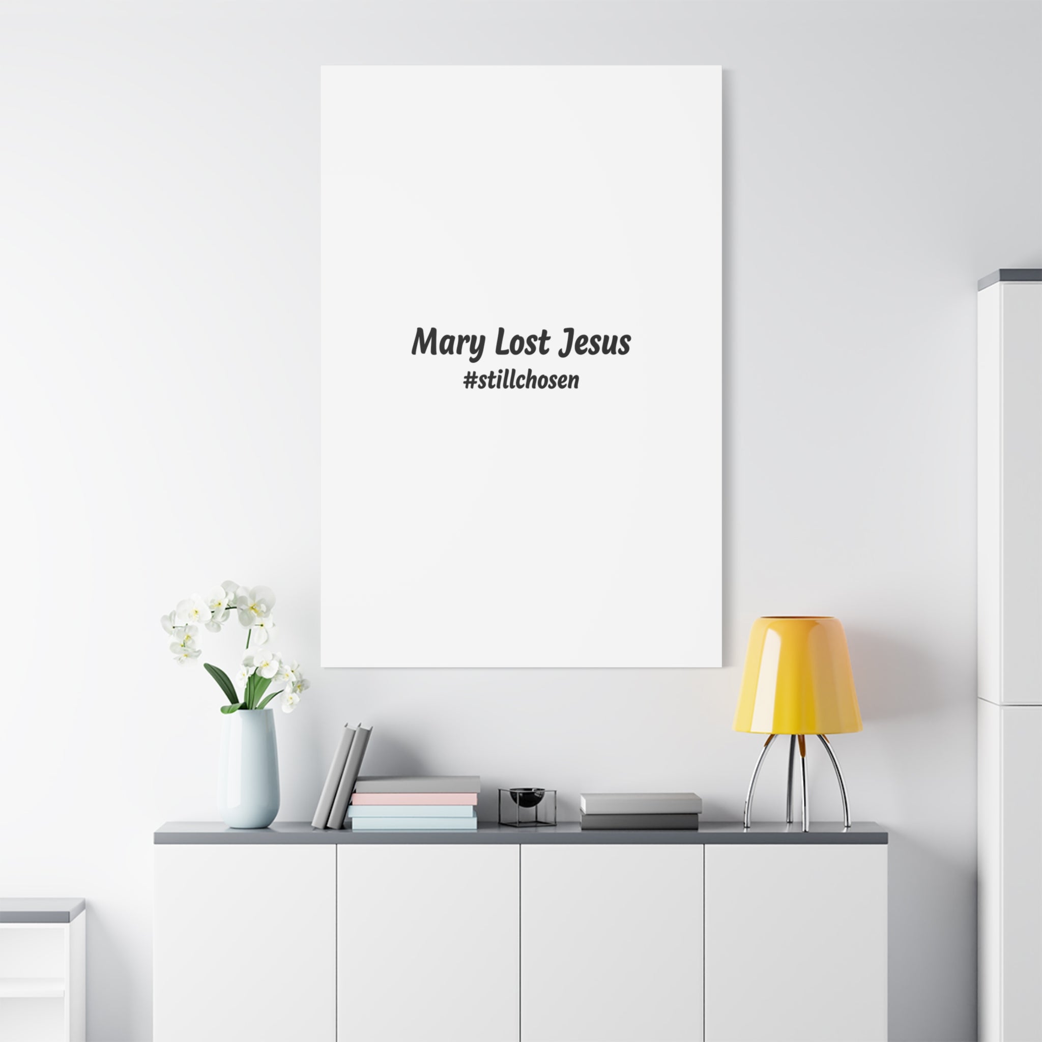 Mary Lost Jesus Canvas | absurdist humor, meme text wall art
