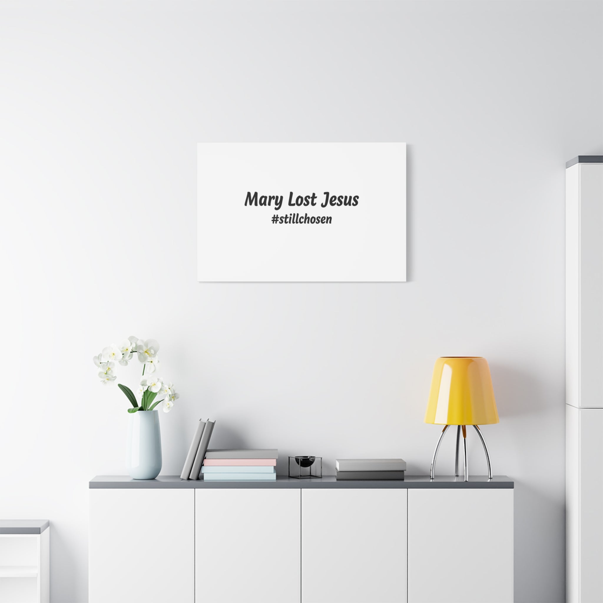 Mary Lost Jesus Canvas | absurdist humor, meme text wall art
